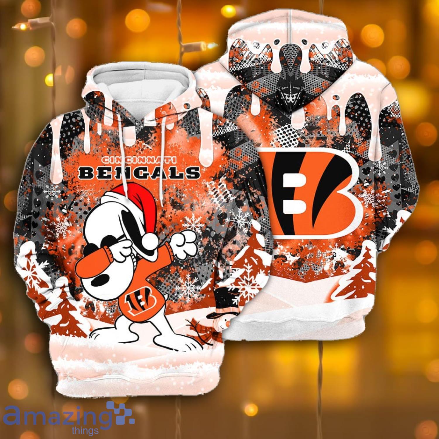 Cincinnati Bengals Snoopy Dabbing The Peanuts Sports Football American Christmas All Over Print 3D Hoodie Product Photo 1