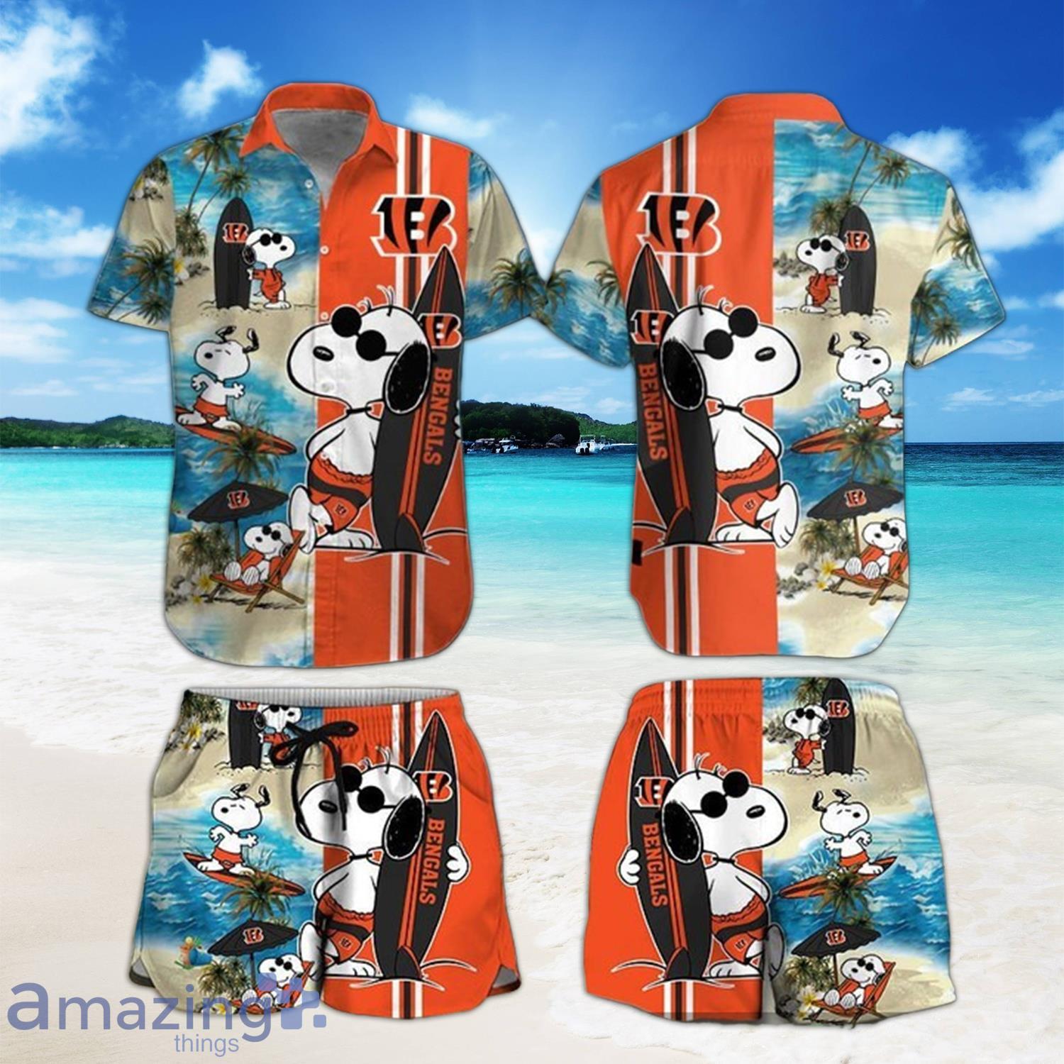 Cincinnati Bengals Snoopy Surfing Hawaiian Shirt And Short For Men