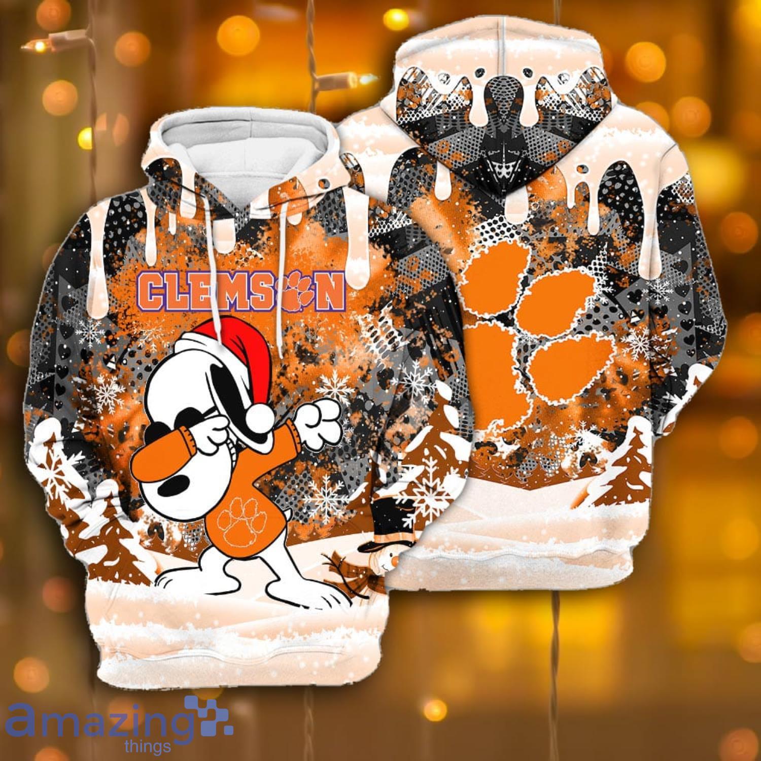 Clemson Tigers Snoopy Dabbing The Peanuts Sports Football American Christmas All Over Print 3D Hoodie Product Photo 1