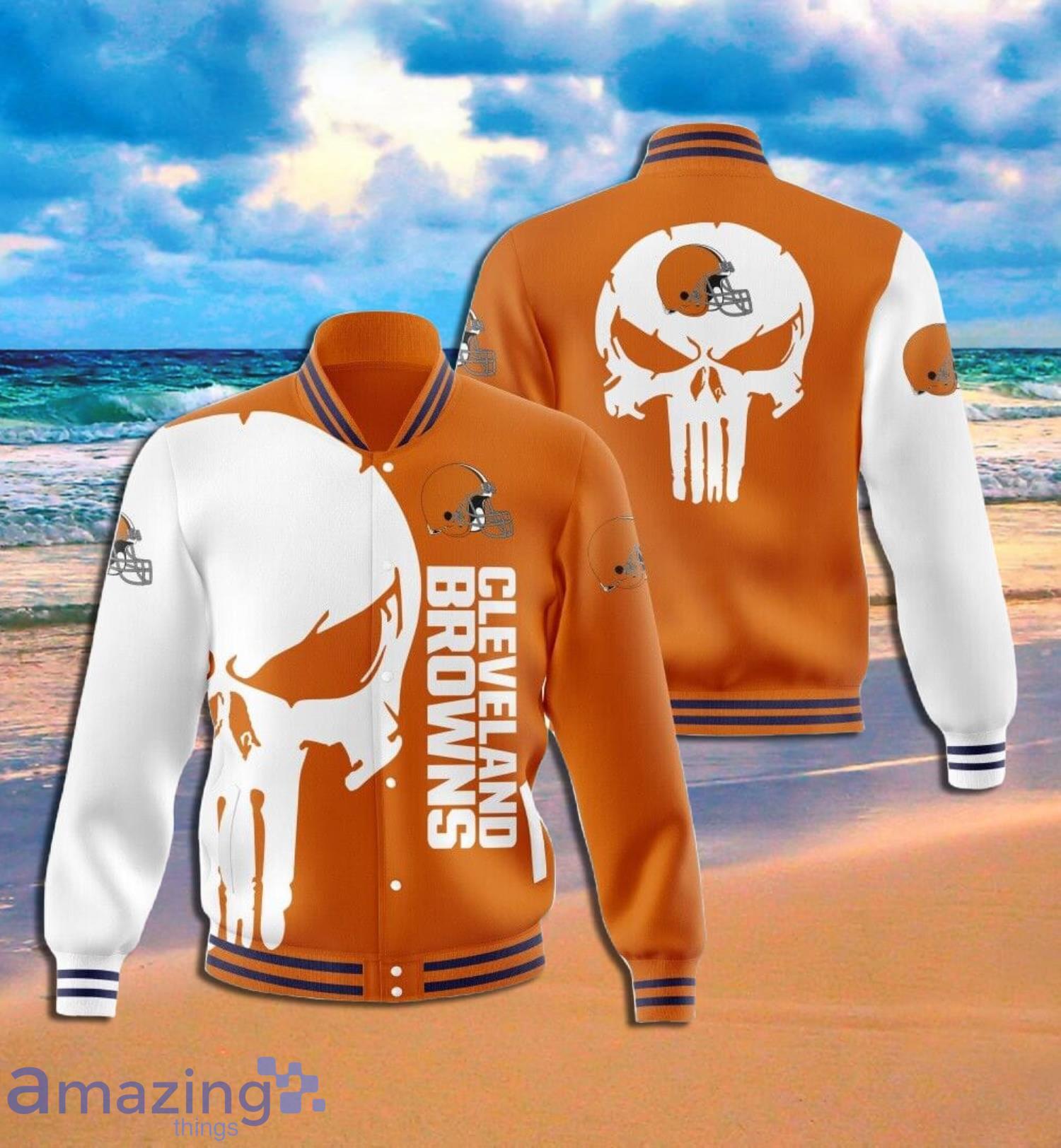 Cleveland Browns Skull Full Print Baseball Jacket Product Photo 1