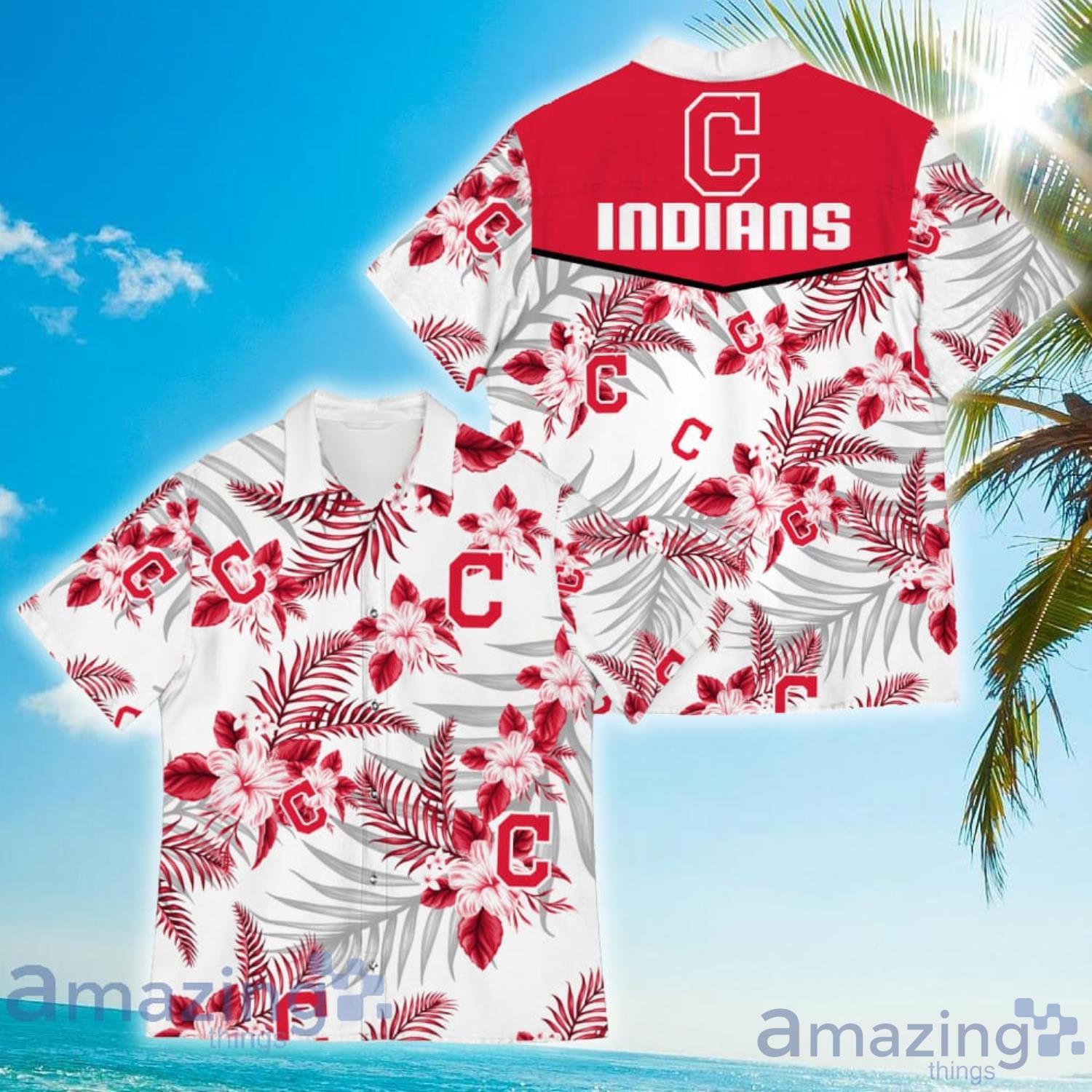 Cleveland Indians Sports American Tropical Flower Patterns Hawaiian Shirt Product Photo 1