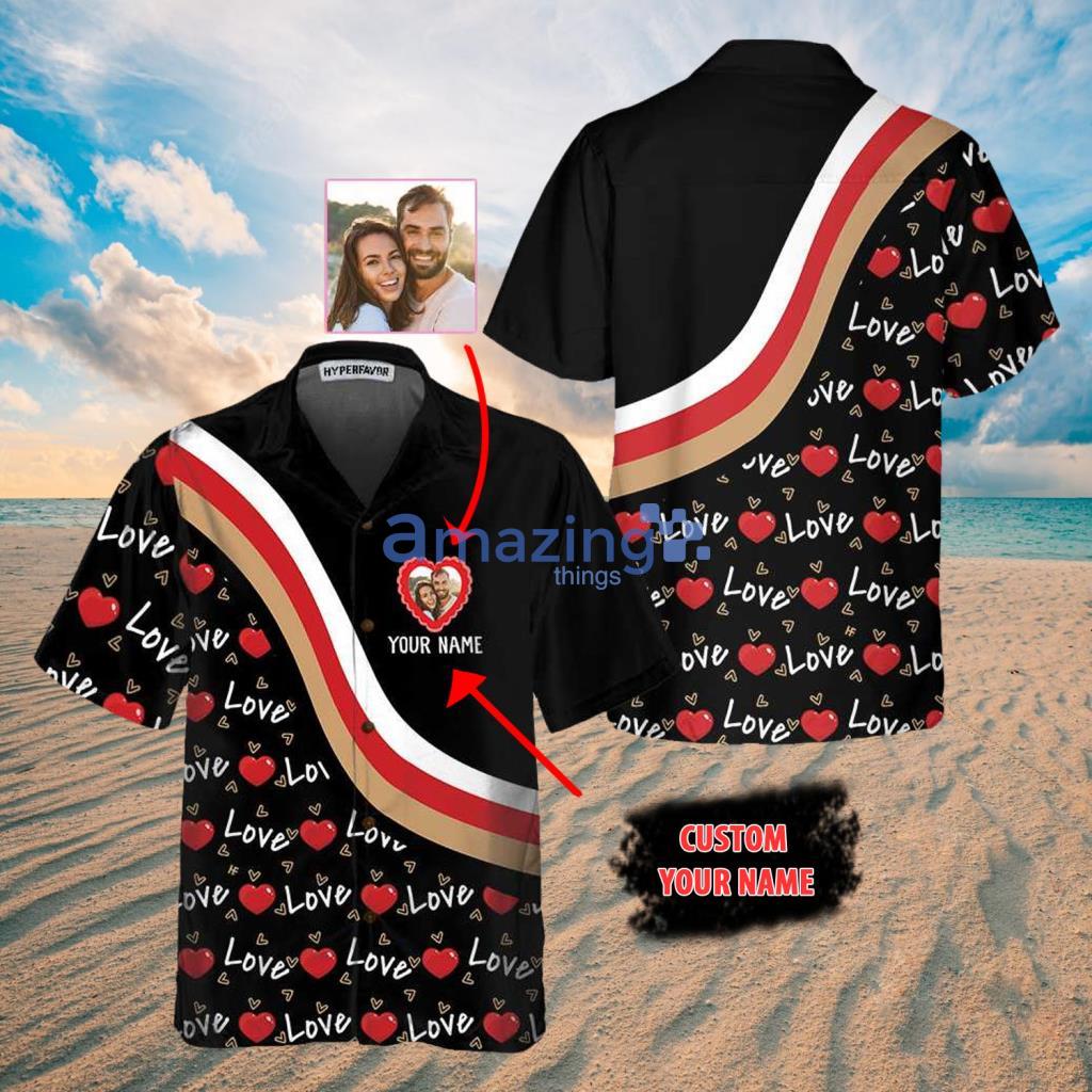 Couple Name And Picture Valentine Custom Hawaiian Shirt - Couple Name And Picture Valentine Custom Hawaiian Shirt