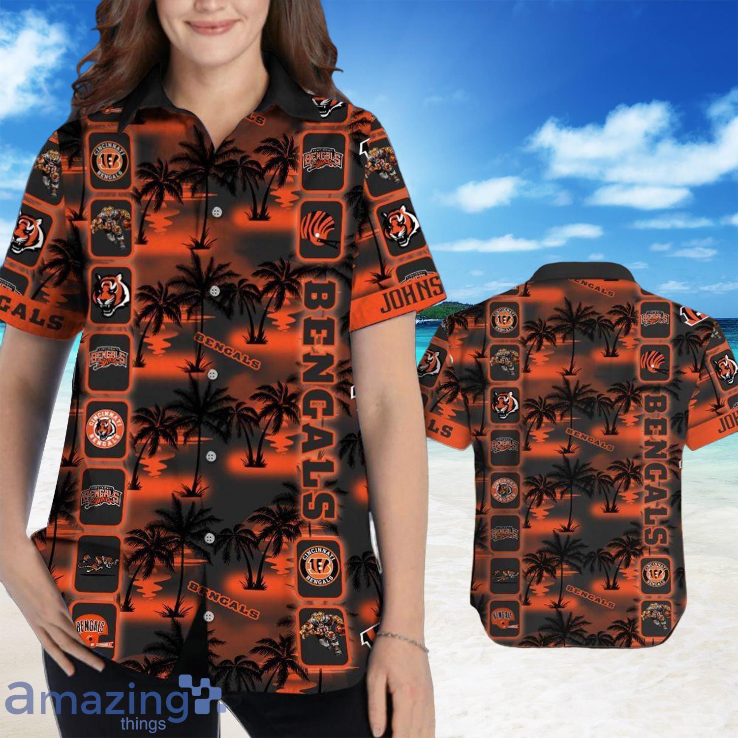 Cincinnati Bengals NFL Custom Name Palm Tree Pattern Hawaiian