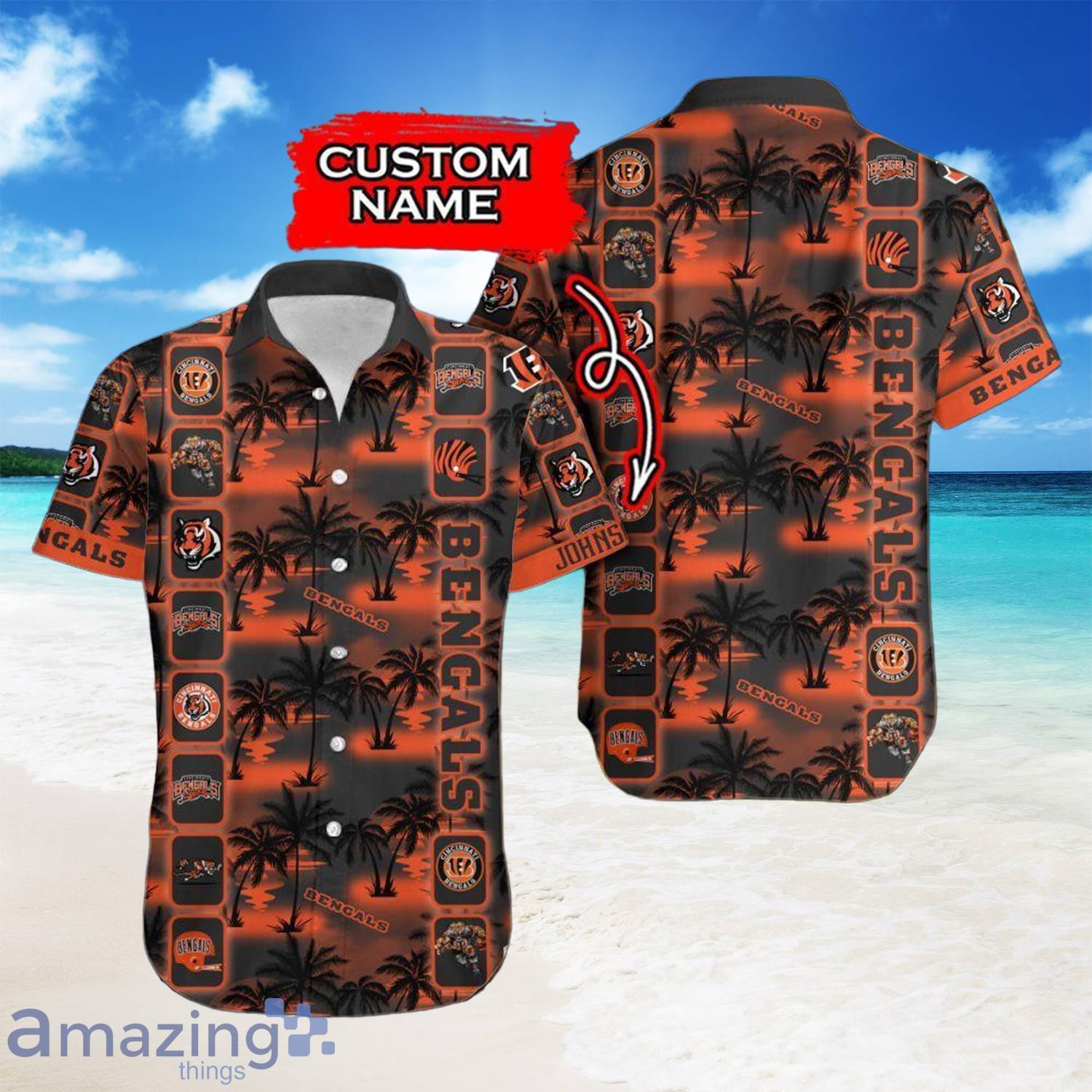 Cincinnati Bengals NFL Custom Name Palm Tree Pattern Hawaiian