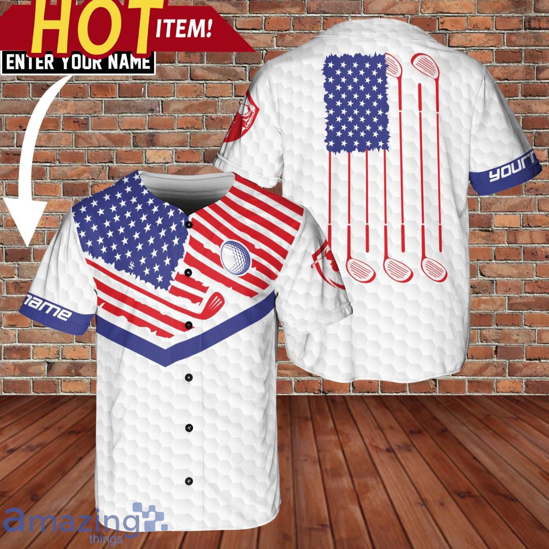  American Flag Custom Baseball Jersey USA Flag Printed