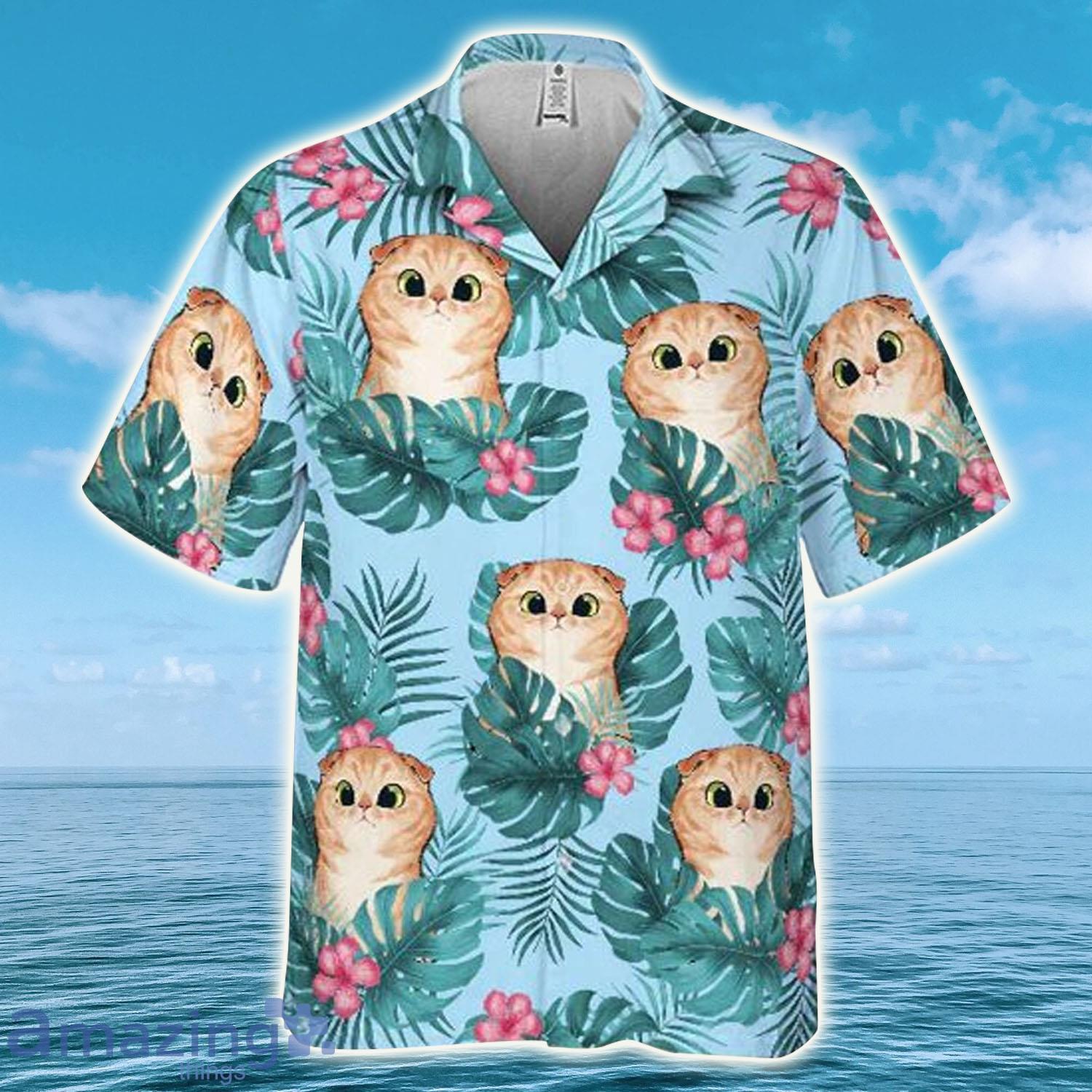 Cute Cat Summer Vibe Tropical Leaves, Cat Hawaiian Shirt - Cute Cat Summer Vibe Tropical Leaves, Cat Hawaiian Shirt