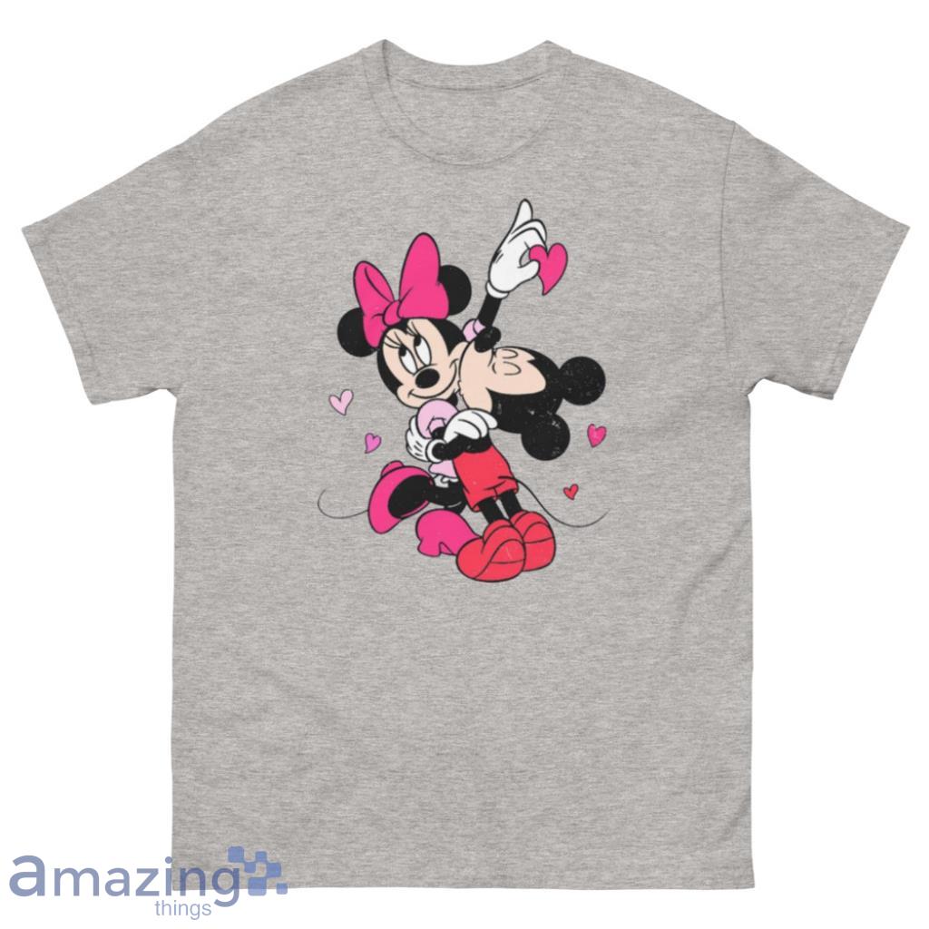 Cute Mickey And Minnie Mosue Love Heart Retro Disney Valentines Day Couples Matching Shirt - 500 Men’s Classic Tee Gildan