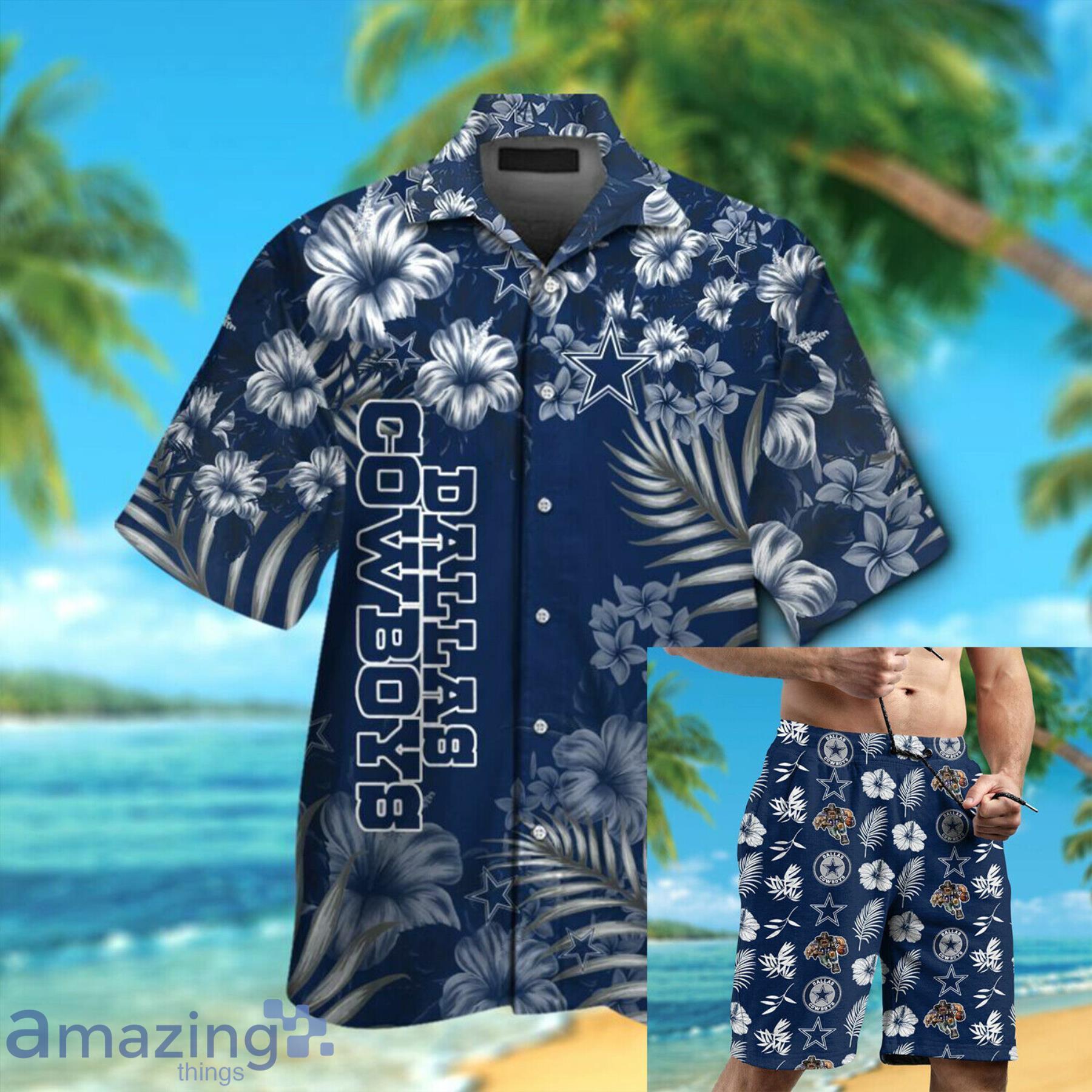 Dallas Cowboys Palm Leaves Pattern Short Sleeve Hawaiian Shirt And