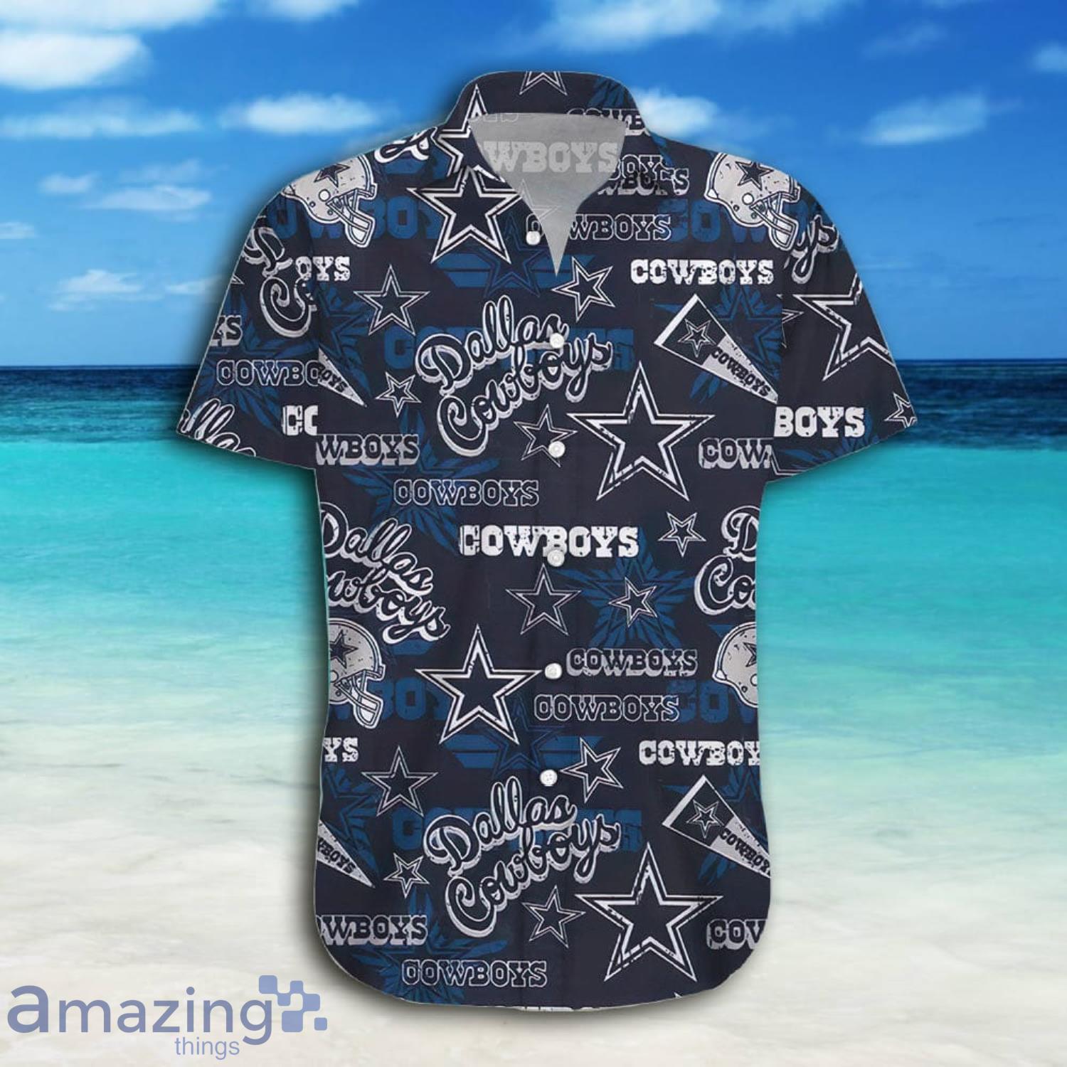 NFL Dallas Cowboys Highlight Logo Grey Hawaiian Shirt - Trendy Aloha