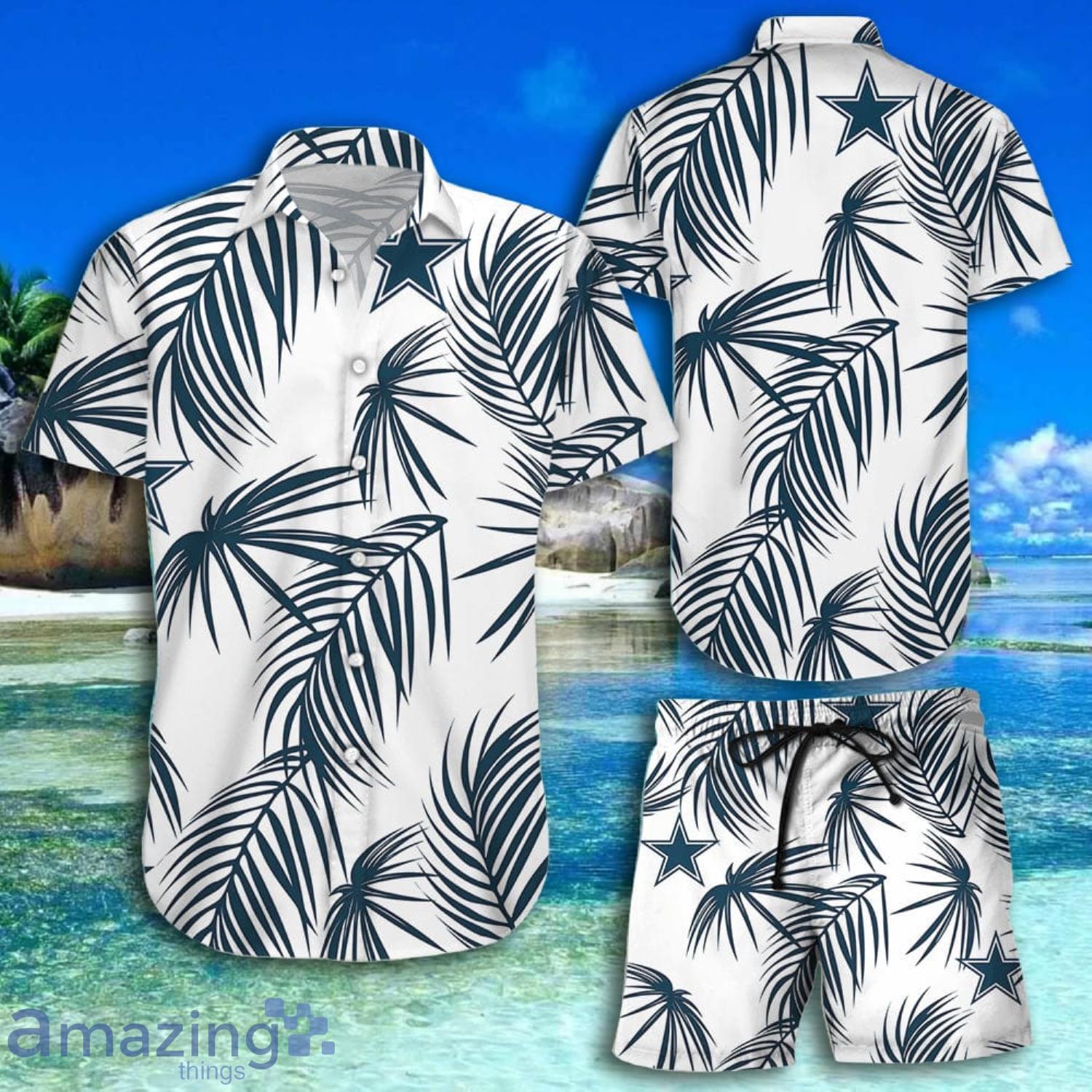 Dallas Cowboys Palm Leaves Pattern Short Sleeve Hawaiian Shirt And Short Product Photo 1