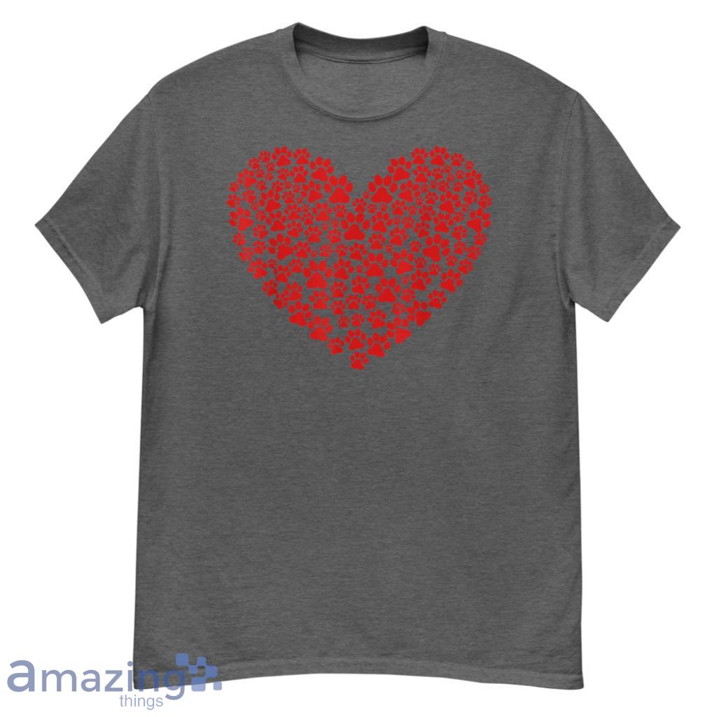 Day Paw Heart Prints Dog Cat Lovers Red Love Pet T-Shirt - G500 Men’s Classic T-Shirt-1