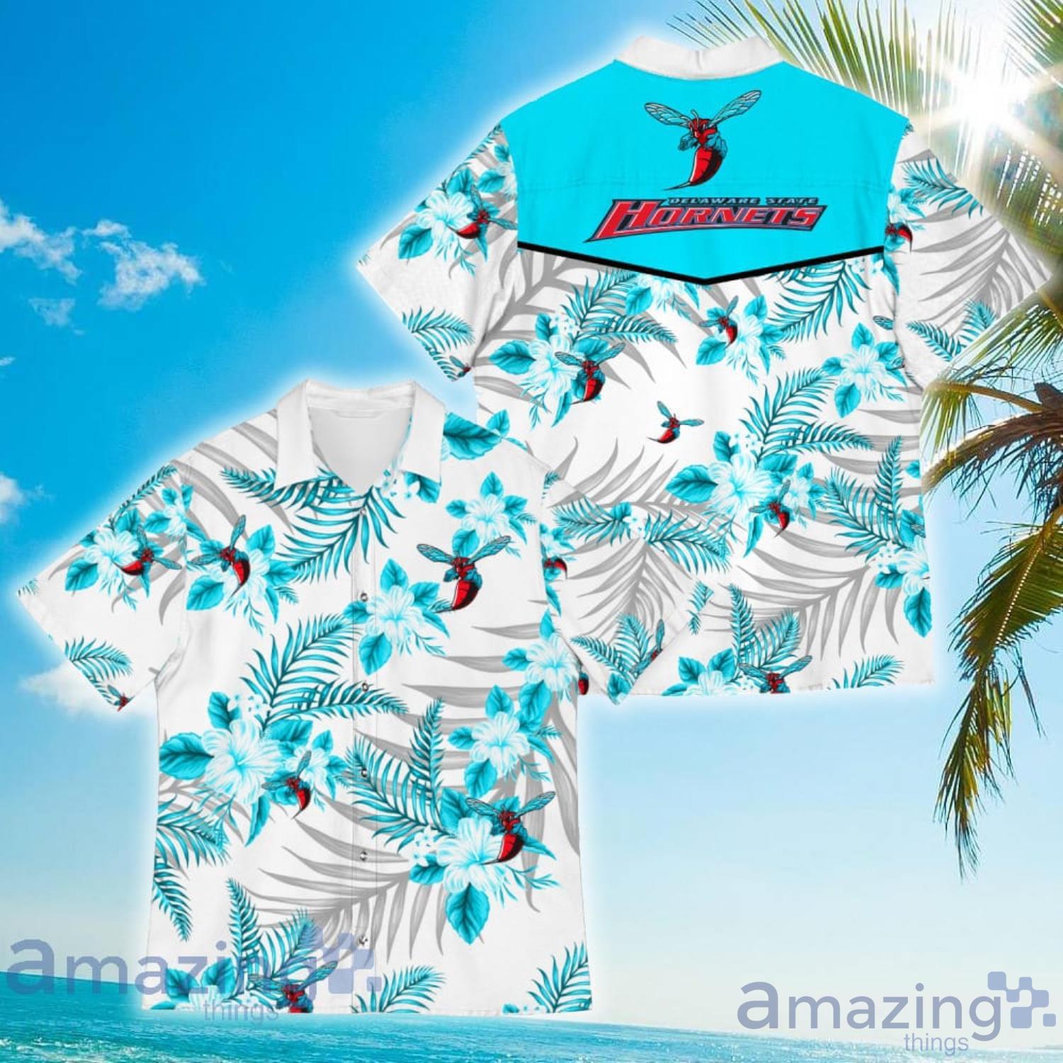 Delaware State Hornets Sports American Tropical Flower Patterns Hawaiian Shirt Product Photo 1