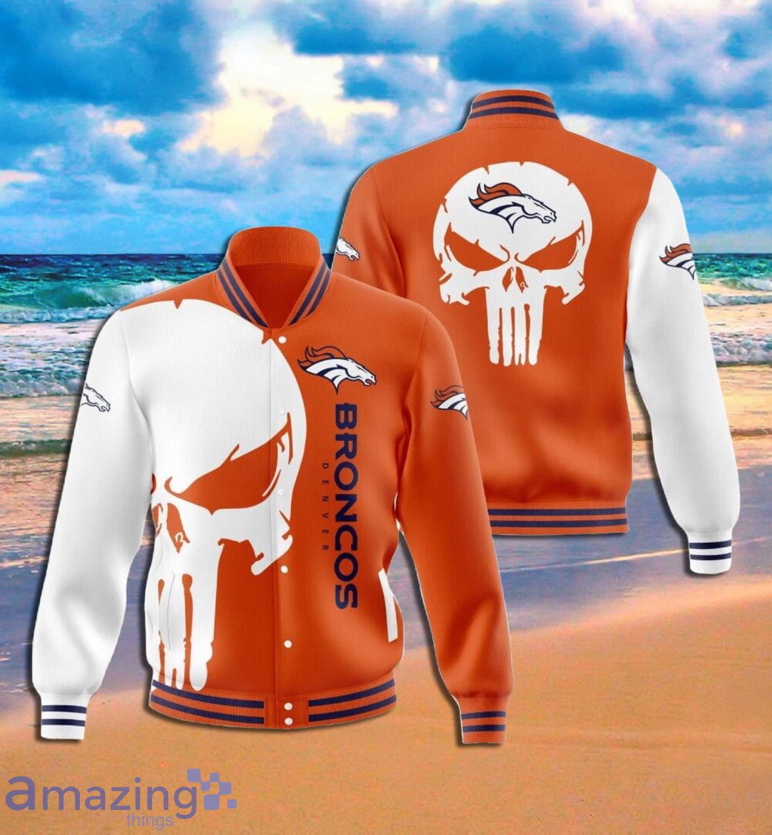 Denver Broncos Skull Full Print Baseball Jacket Product Photo 1