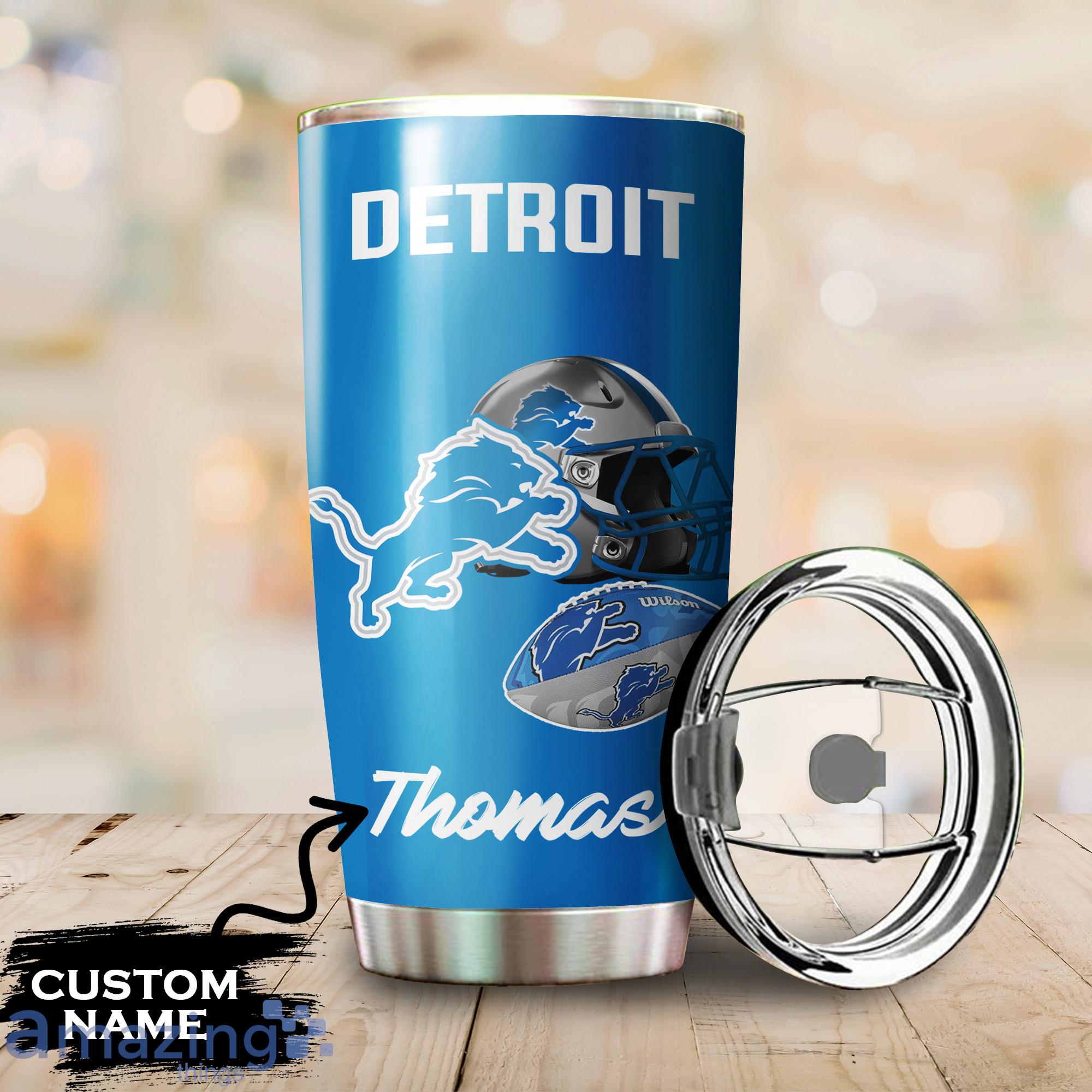 20oz Detroit Lions tumbler with box, lid and straw