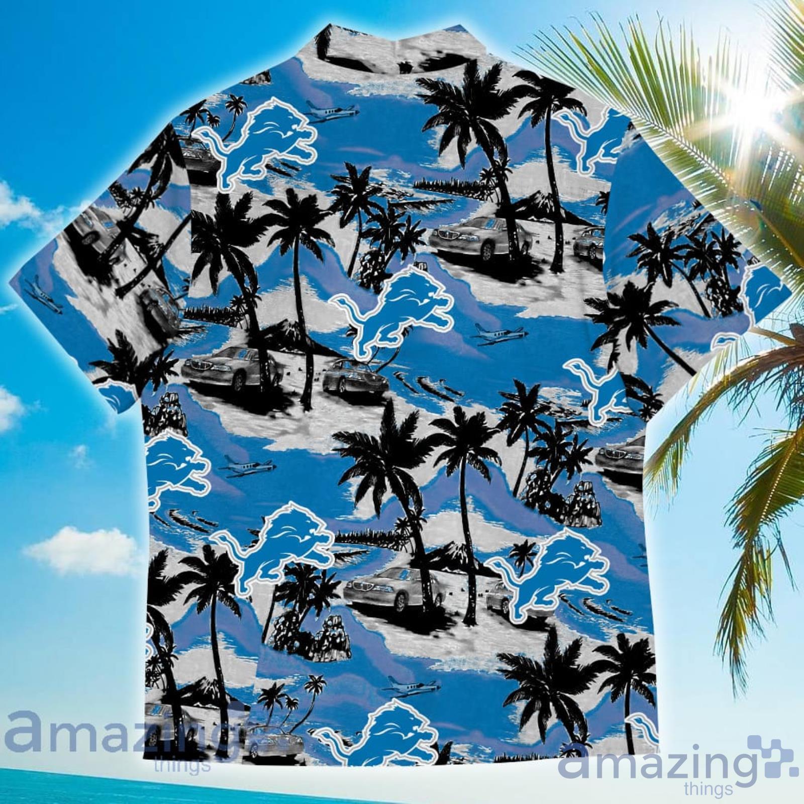 Detroit Lions Vintage Coconut Tree Aloha Hawaiian Shirt