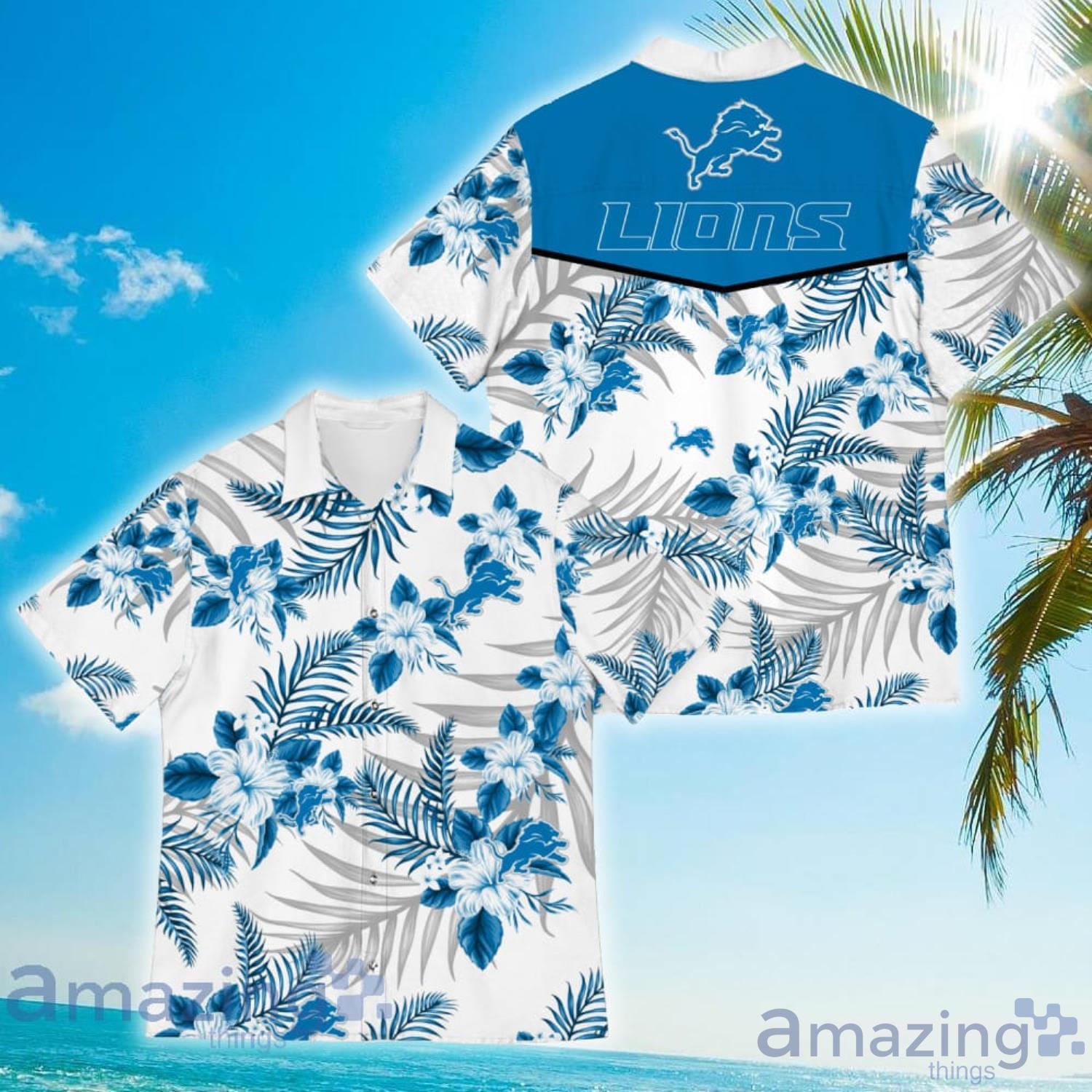 Detroit Lions Sports American Tropical Flower Patterns Hawaiian Shirt Product Photo 1