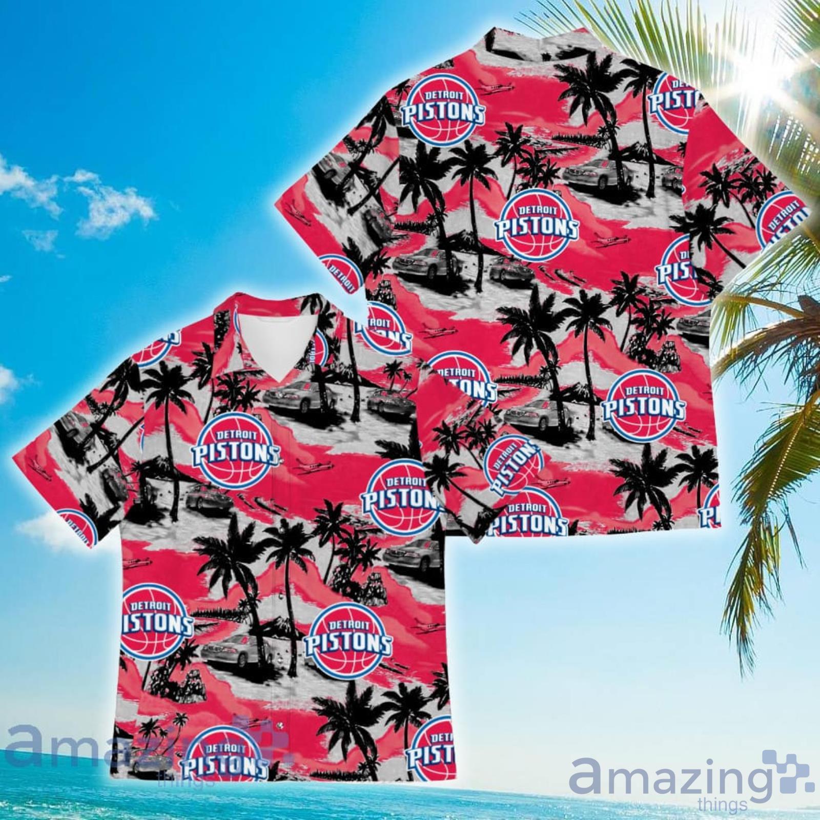 Detroit Pistons Sports American Tropical Coconut Vintage Patterns Hawaiian Shirt Product Photo 1