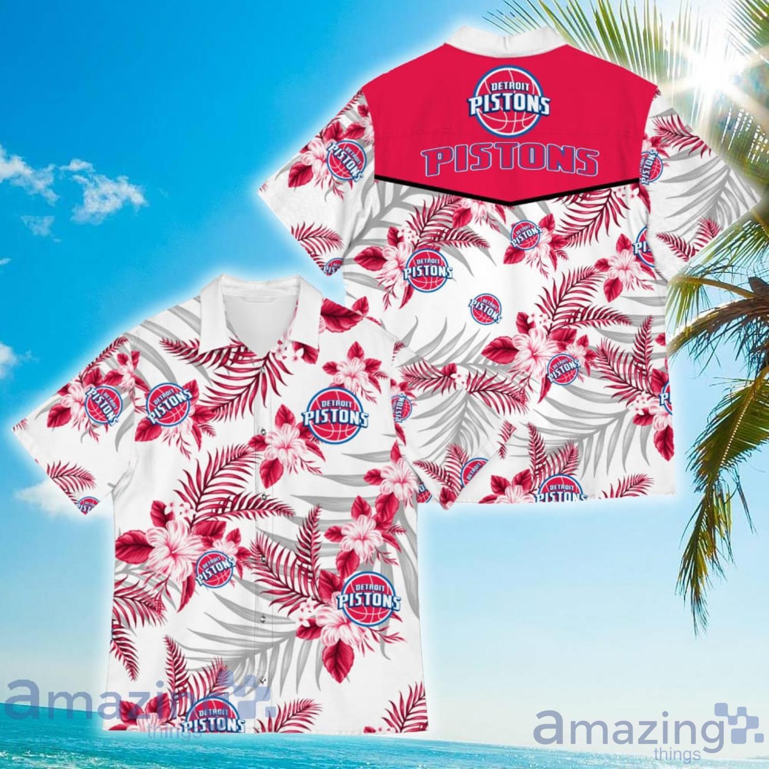 Detroit Pistons Sports American Tropical Flower Patterns Hawaiian Shirt Product Photo 1