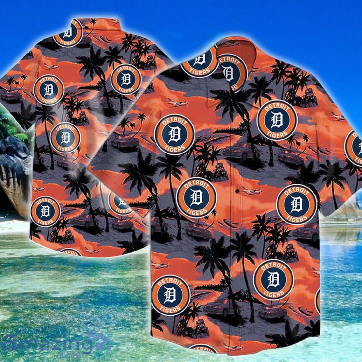 Detroit Tigers Island And Plam Trees Hawaiians Shirt Product Photo 1