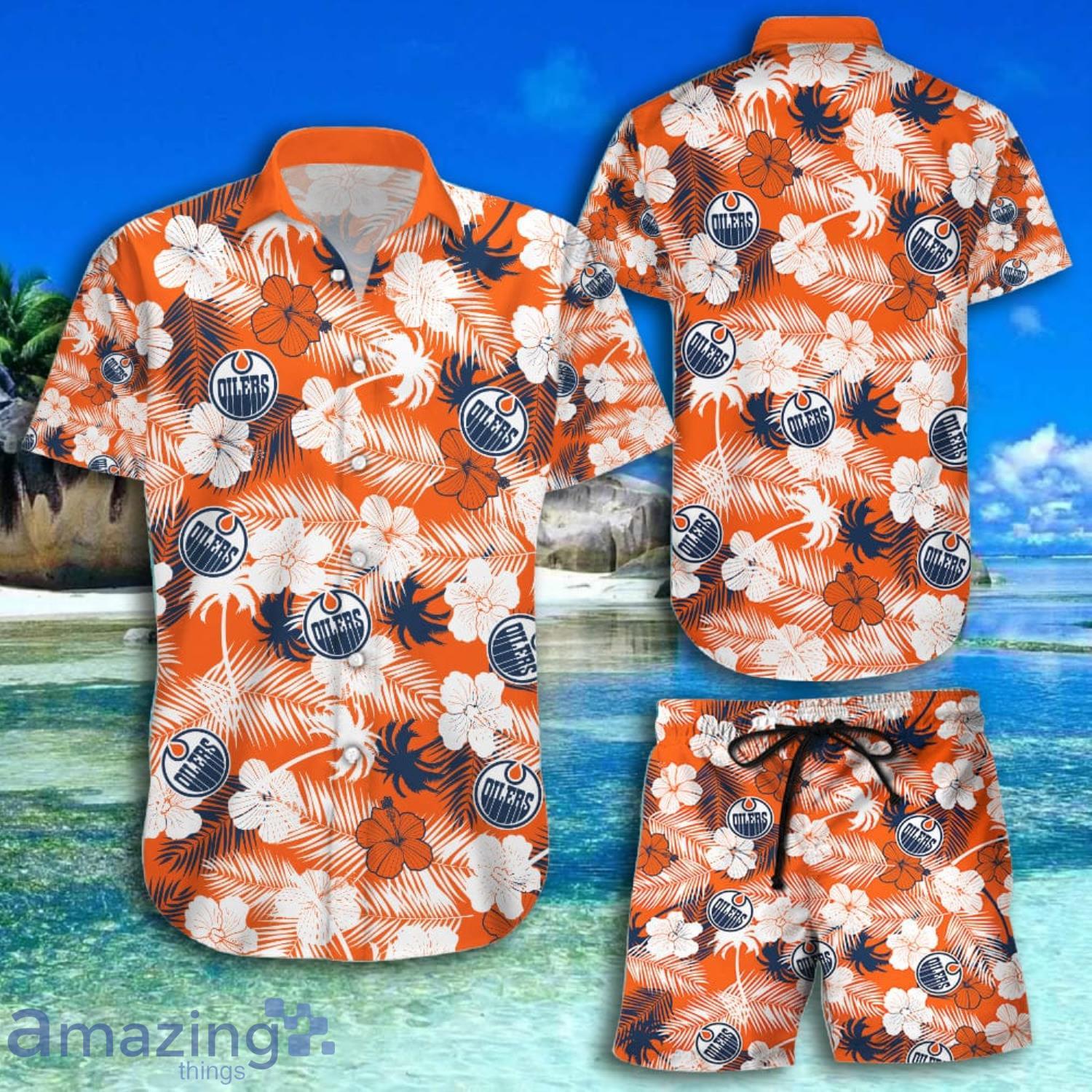 Chicago Bears Orange Flowers Pattern Short Sleeve Hawaiian Shirt