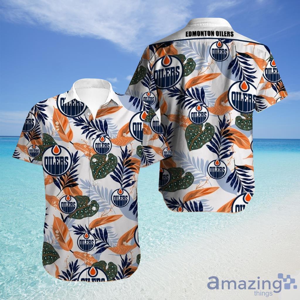 Edmonton Oilers Hawaiian Shirt Tropical Flowers For Fans - Edmonton Oilers Hawaiian Shirt Tropical Flowers For Fans