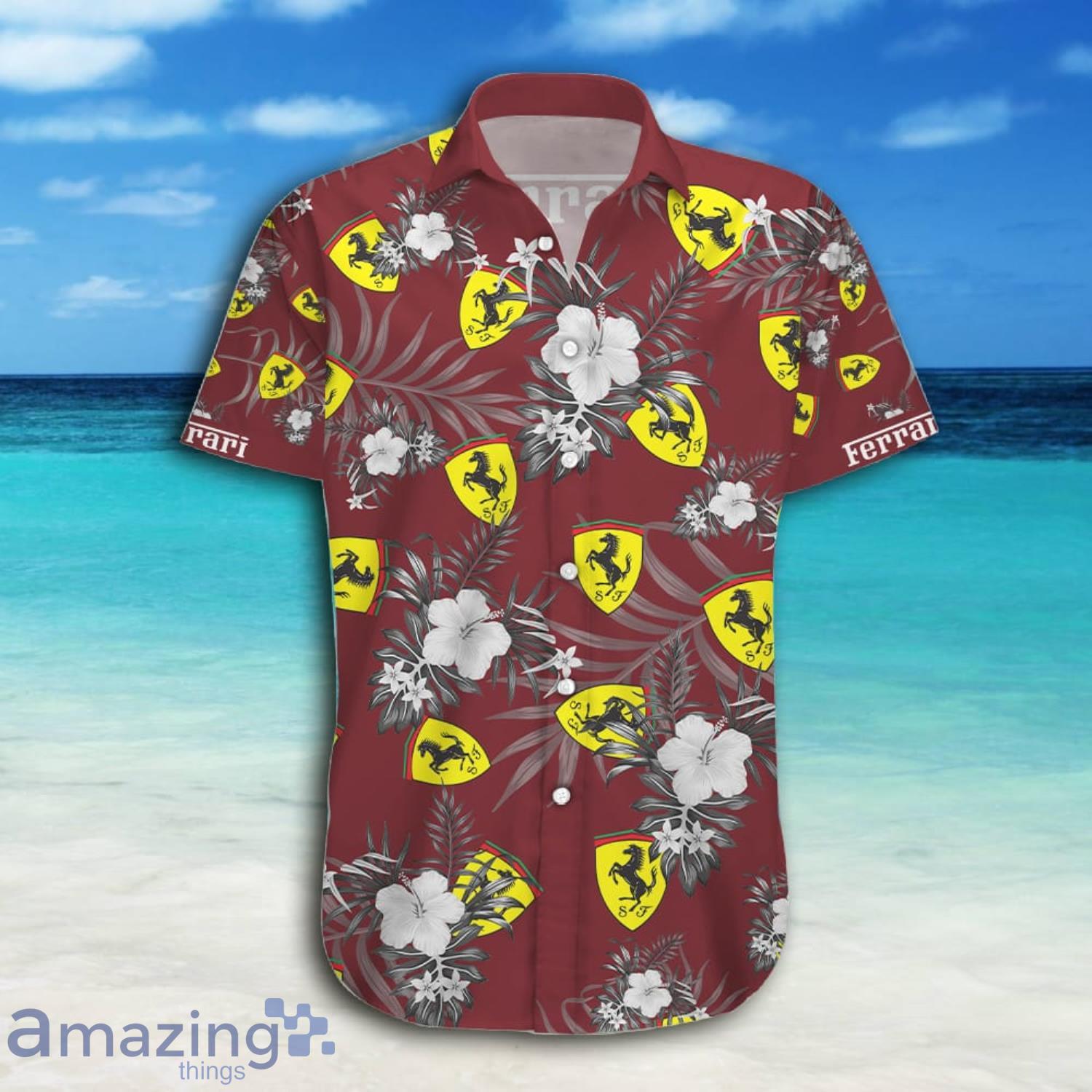 Ferrari Tropical Pattern Leaves And FLowers Short Sleeve Hawaiian Shirt And Short image Ferrari Tropical Pattern Leaves And FLowers Short Sleeve Hawaiian Shirt And Short Product Photo 5