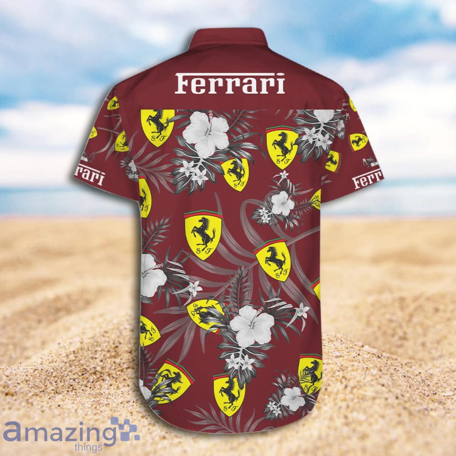Ferrari Tropical Pattern Leaves And FLowers Short Sleeve Hawaiian Shirt And Short image Ferrari Tropical Pattern Leaves And FLowers Short Sleeve Hawaiian Shirt And Short Product Photo 6