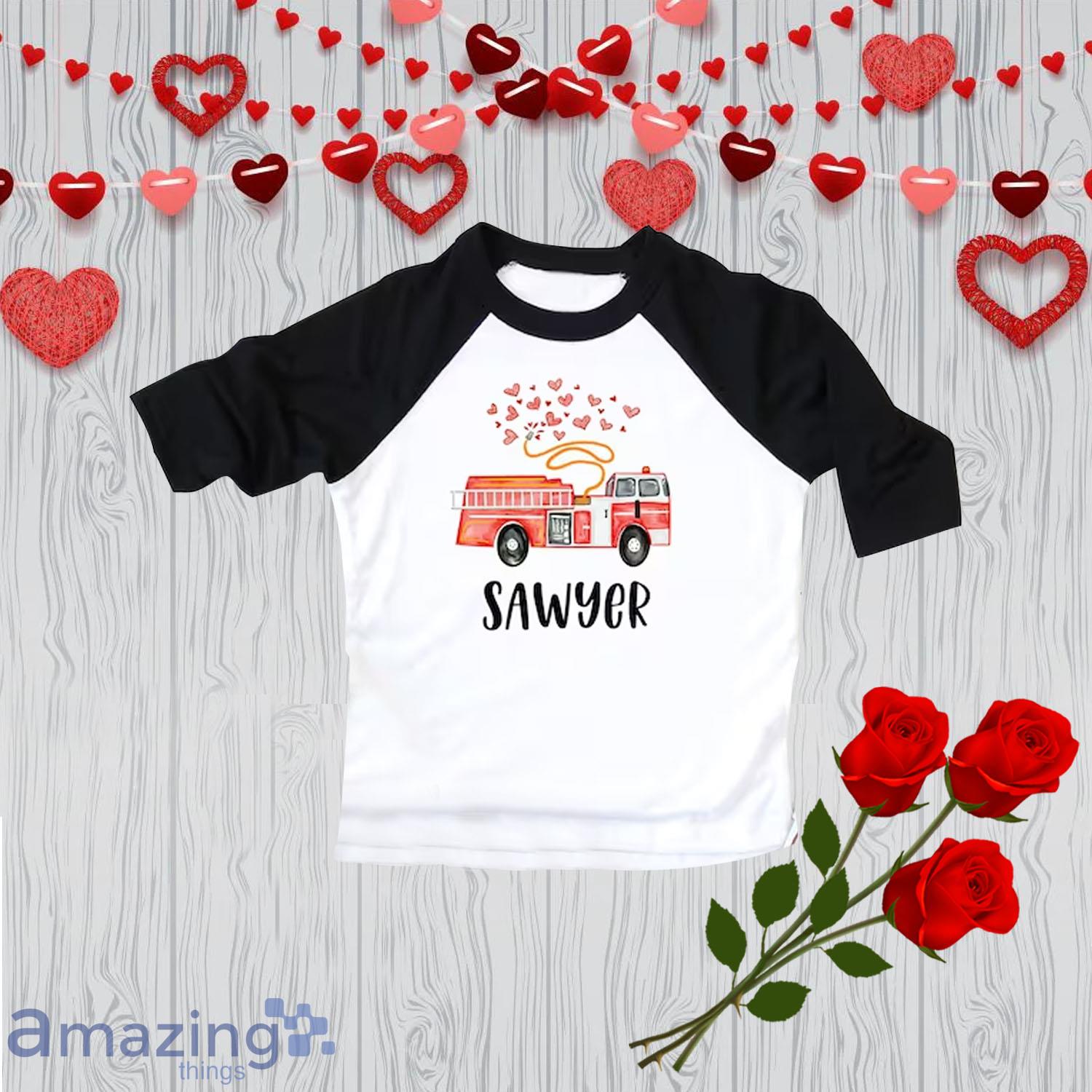 Firetruck Personalized Valentine Day's Shirt For Boy - Firetruck Personalized Valentine Day's Shirt For Boy