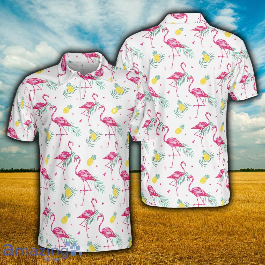 Flamingo And Tropical Pattern Polo Shirt - Flamingo And Tropical Pattern Polo Shirt