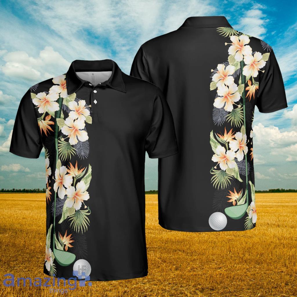 Floral Golf Club And Ball Polo Shirt - Floral Golf Club And Ball Polo Shirt