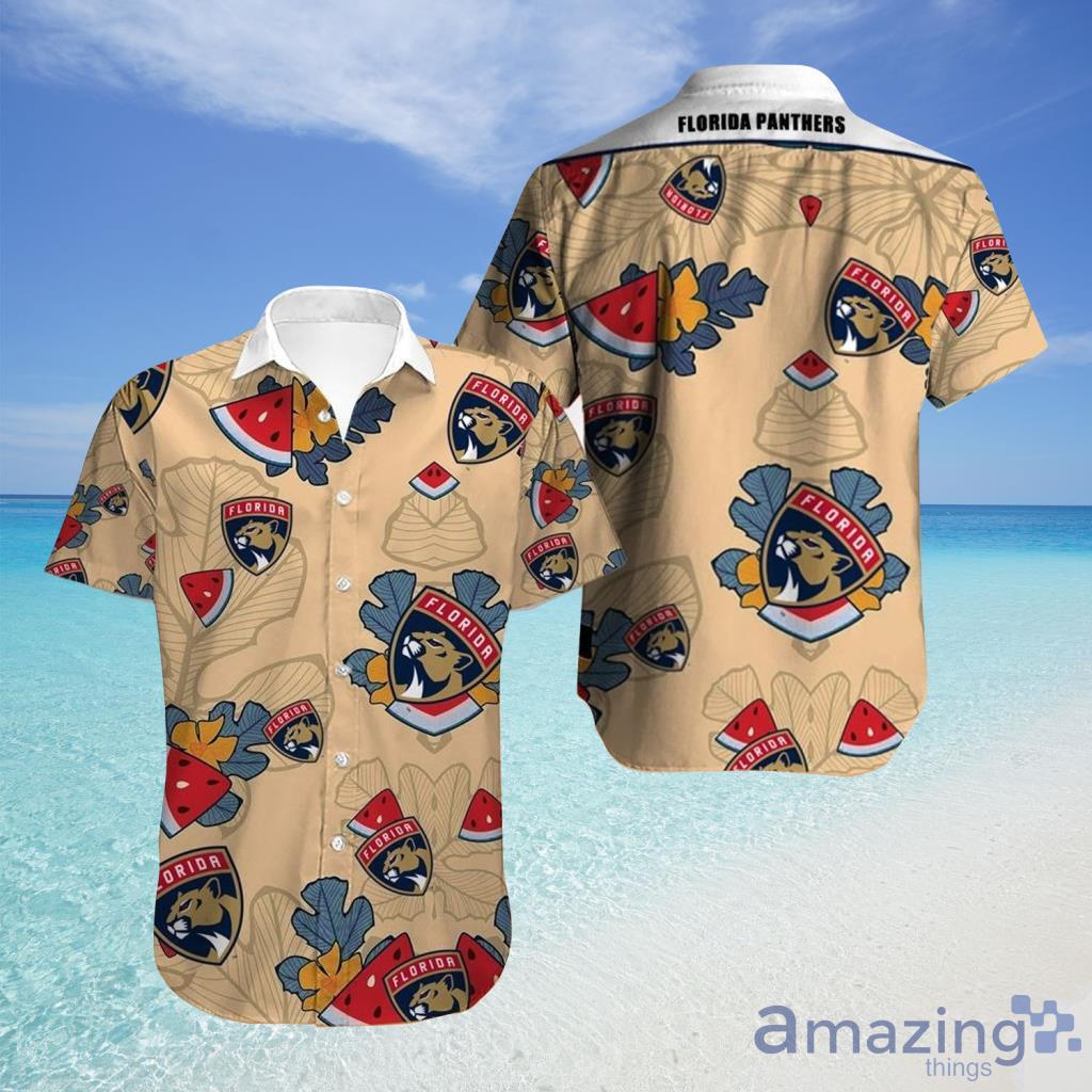 Florida Panthers Hawaiian Shirt Tropical Flowers  For Fans - Florida Panthers Hawaiian Shirt Tropical Flowers  For Fans