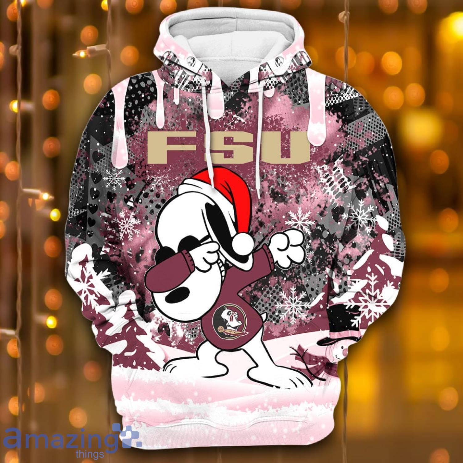 FSU Hoodie 3D Snoopy Dabbing Christmas Pattern FSU Gift