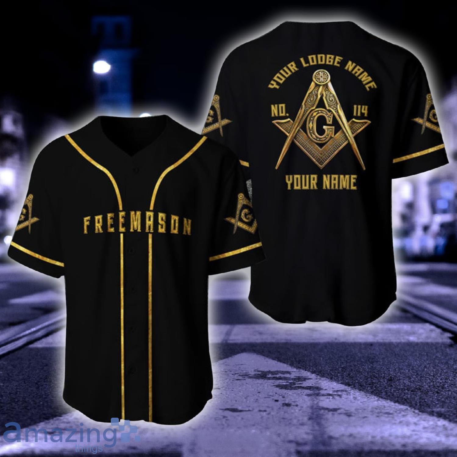 Custom Personalized Name Freemasonry Black Baseball Jersey - Teeruto
