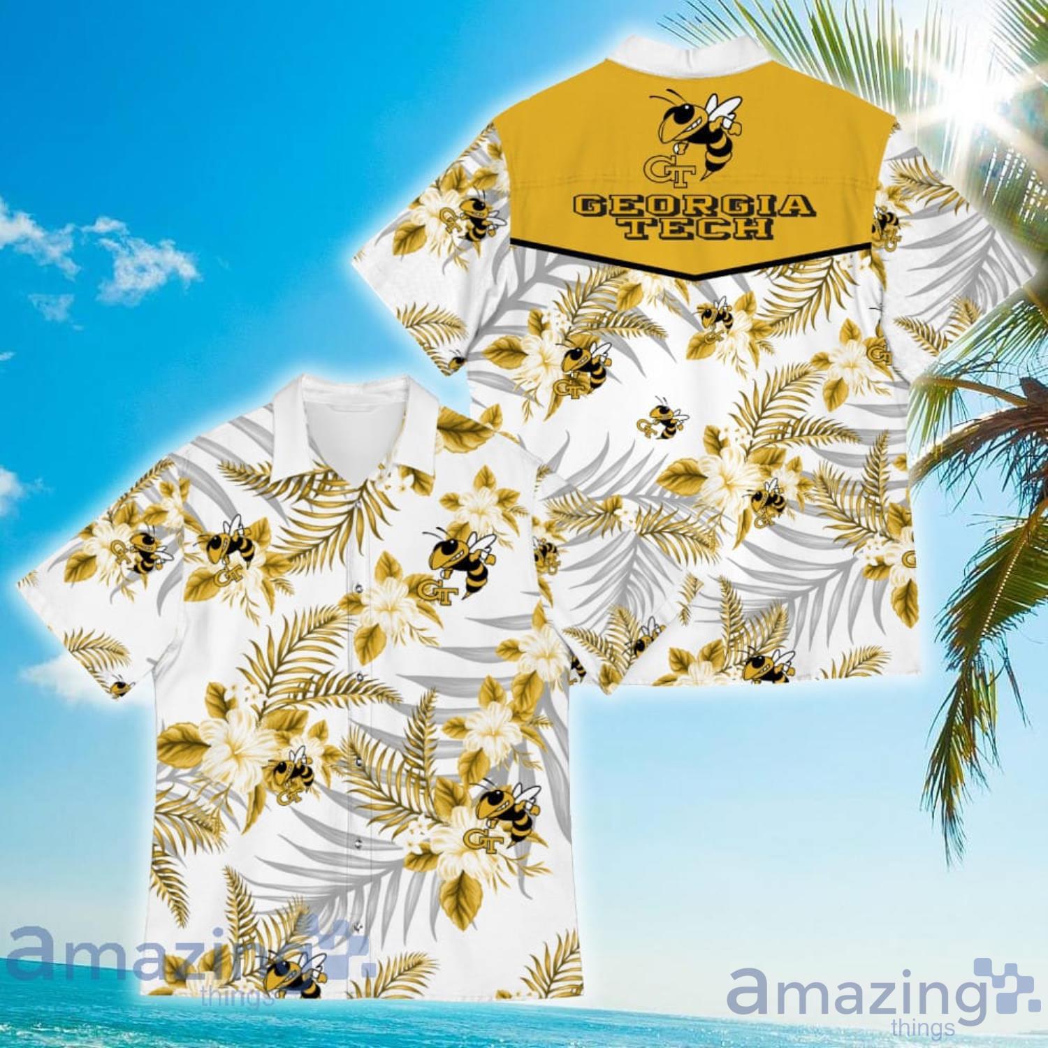 Georgia Tech Yellow Jackets Sports American Tropical Flower Patterns Hawaiian Shirt Product Photo 1