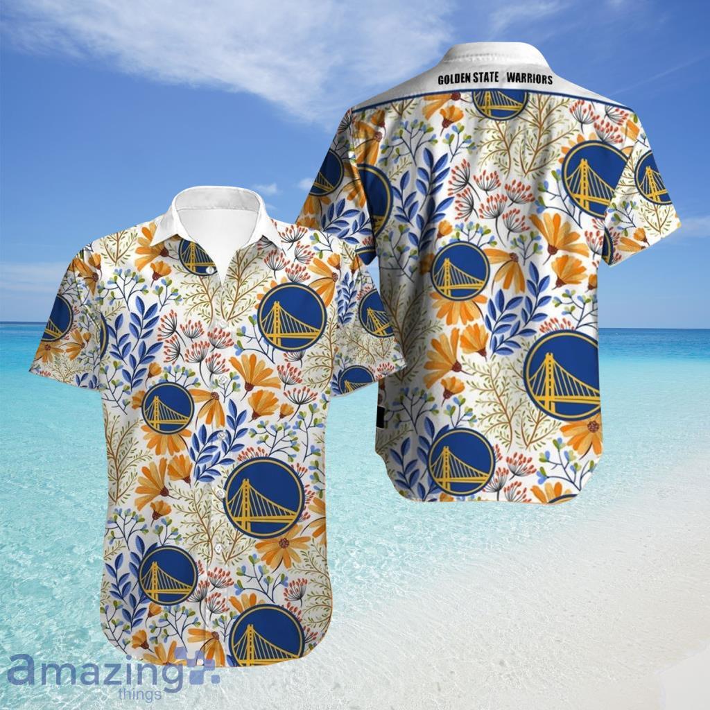 Golden State Warriors Hawaiian Shirt Flower  For Fans - Golden State Warriors Hawaiian Shirt Flower  For Fans