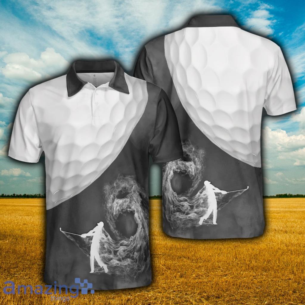 Golf Ball And Golfer With Smoke Golf Polo Shirt - Golf Ball And Golfer With Smoke Golf Polo Shirt