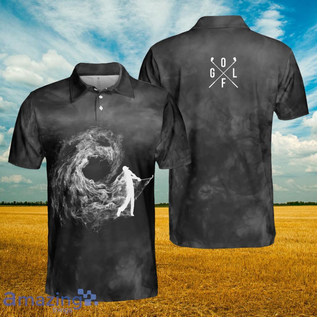 Golfer On Smoke Background Polo Shirt - Golfer On Smoke Background Polo Shirt