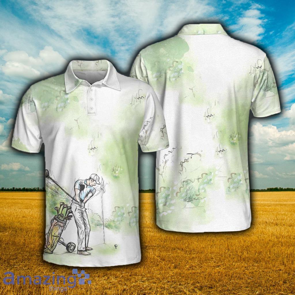 Golfer Painting Short Sleeve Polo Shirt - Golfer Painting Short Sleeve Polo Shirt