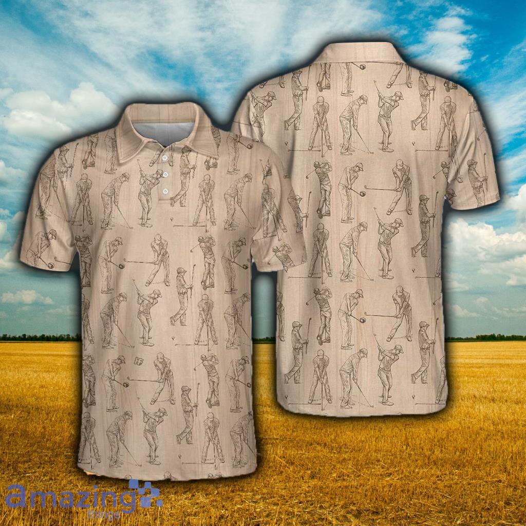 Golfer Pencil Painting Polo Shirt - Golfer Pencil Painting Polo Shirt