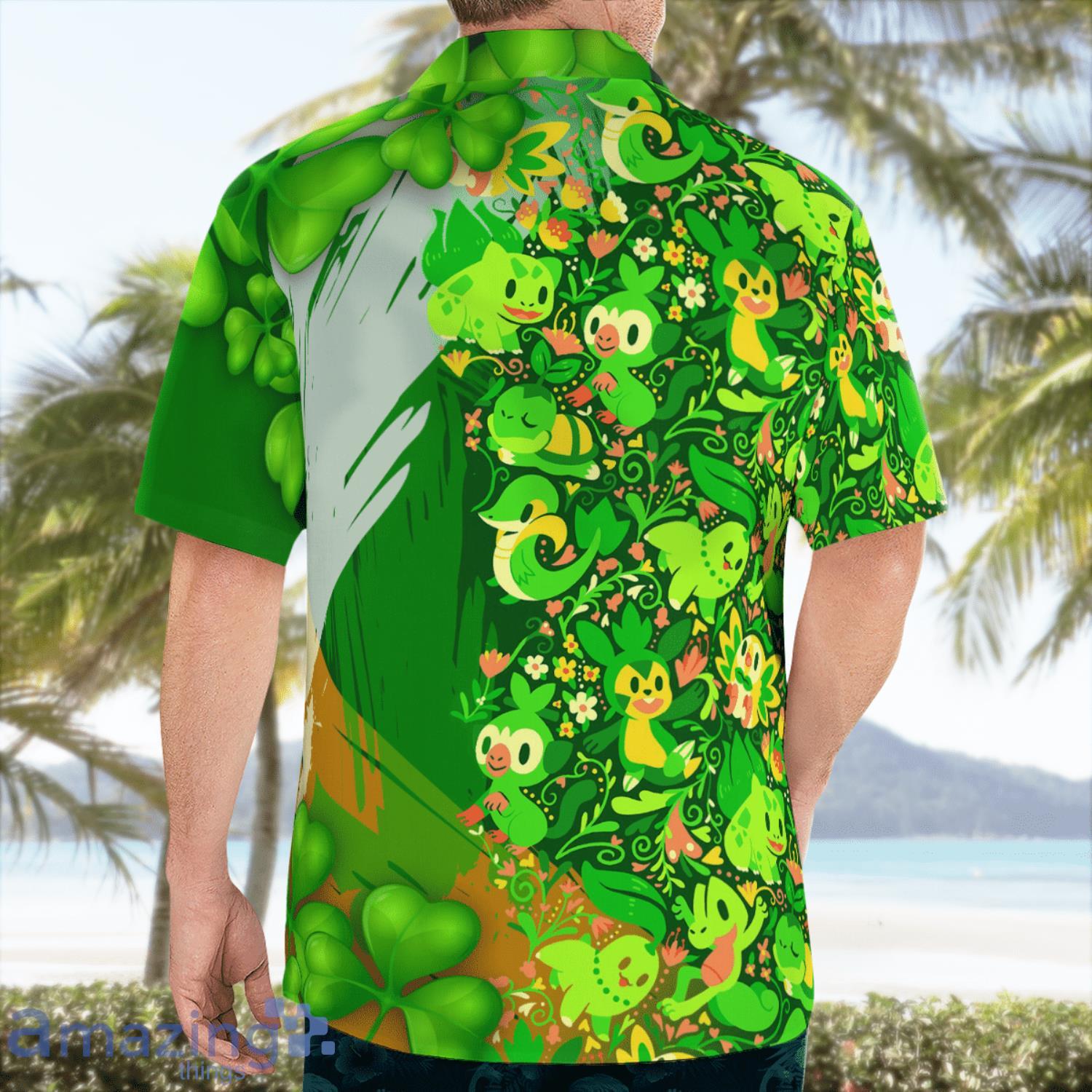 Grass Pokemon St.Patrick's Day Hawaiian Shirt image Grass Pokemon St.Patricks Day Hawaiian Shirt Product Photo 5