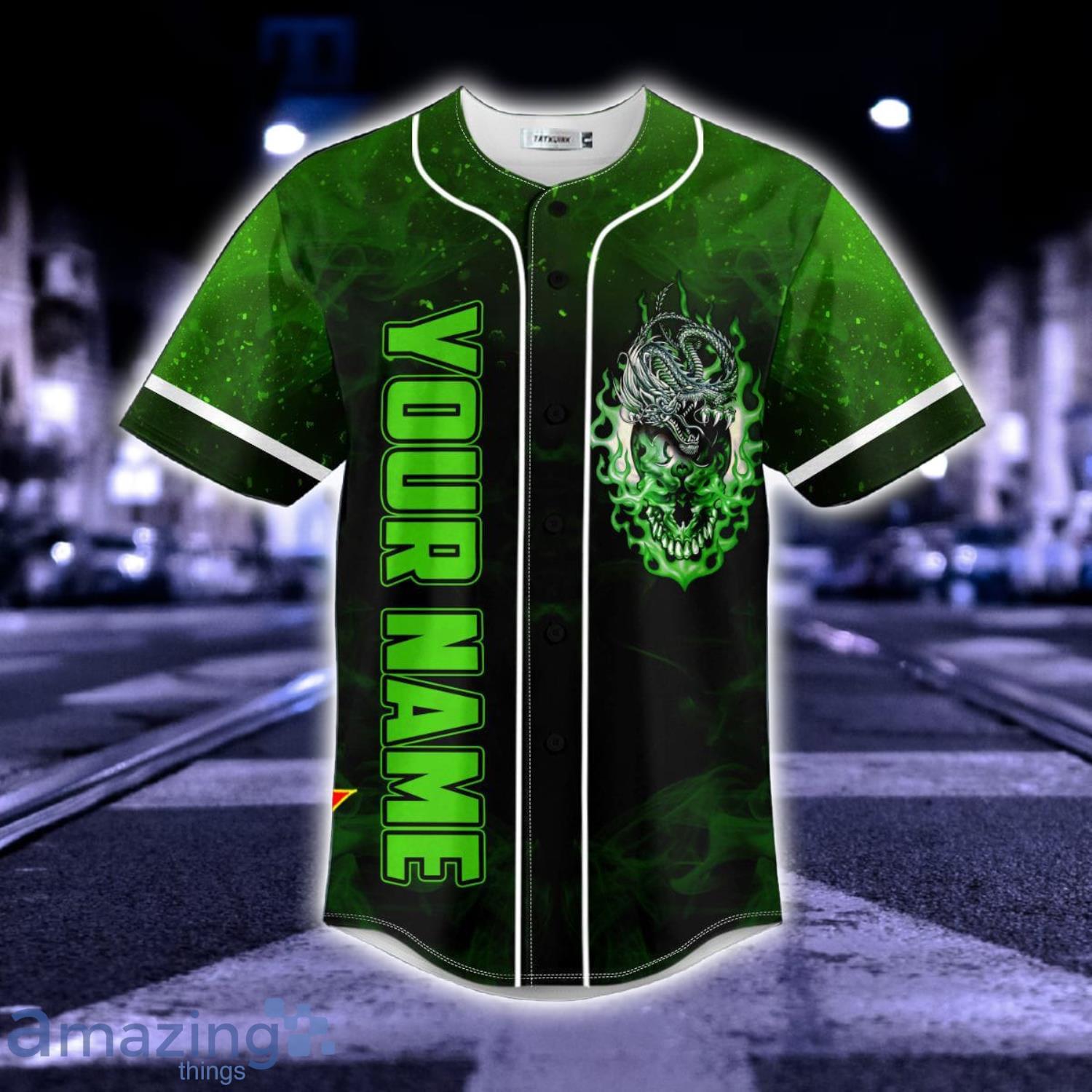 Custom Name King Dragon Skull 3D BASEBALL JERSEY SHIRT Father Day