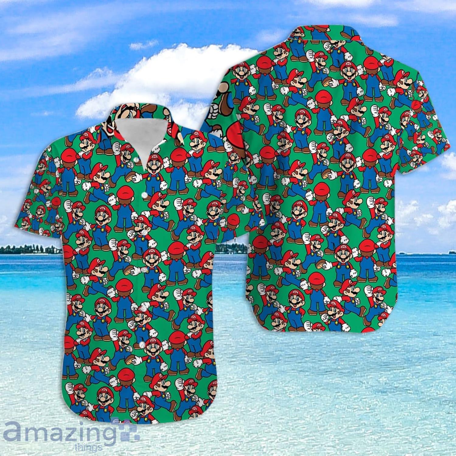 Green Super Mario Pattern Hawaiian Shirt For Men And Women Product Photo 1