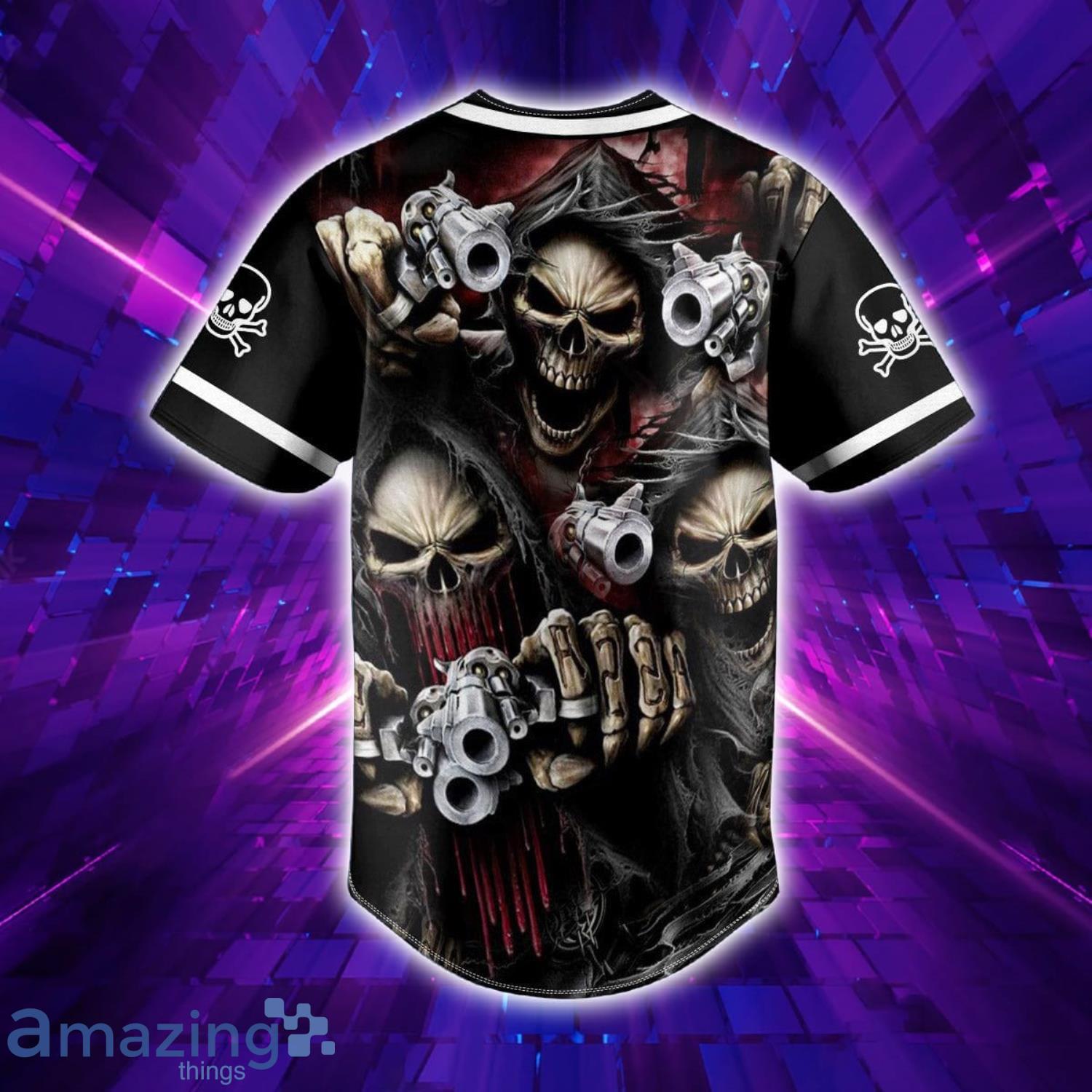 Bakken Army Patriots Fighter Gun Archives Skull Custom Name All Over Print Baseball  Jersey Shirt - Banantees