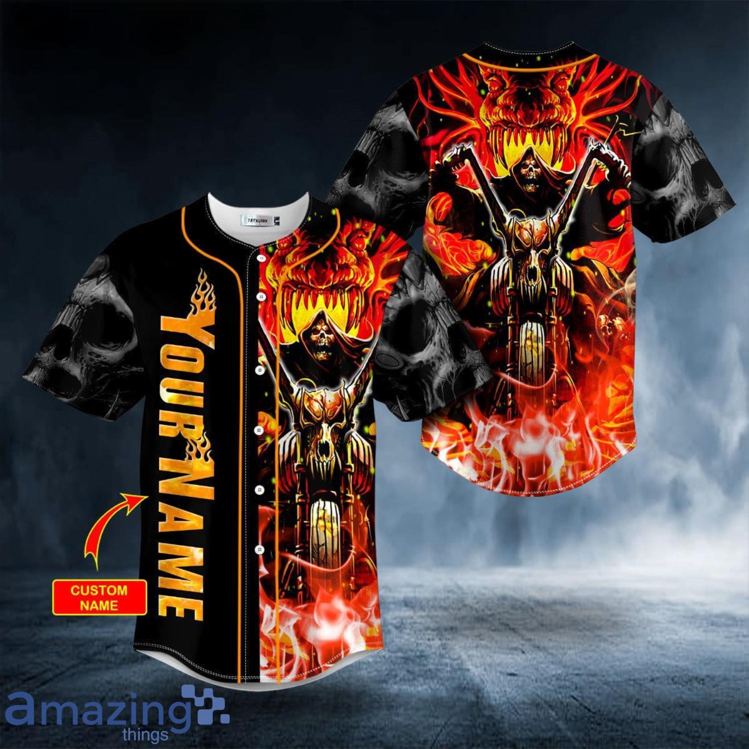 Grim Reaper Ghost Rider of Hell Custom Name All Over Print Baseball Jersey Shirt Product Photo 1