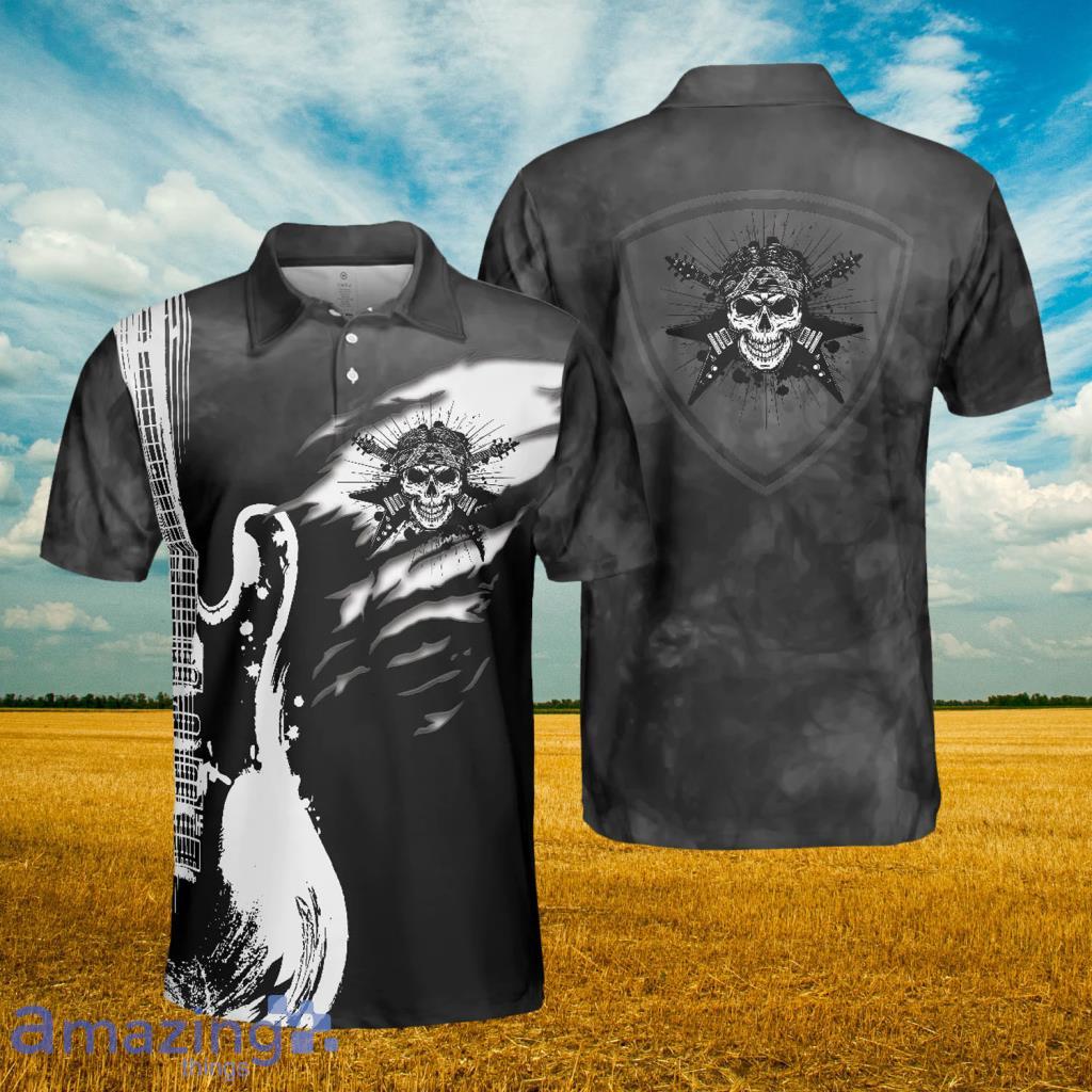 Guitar And Skull Polo Shirt For Men - Guitar And Skull Polo Shirt For Men
