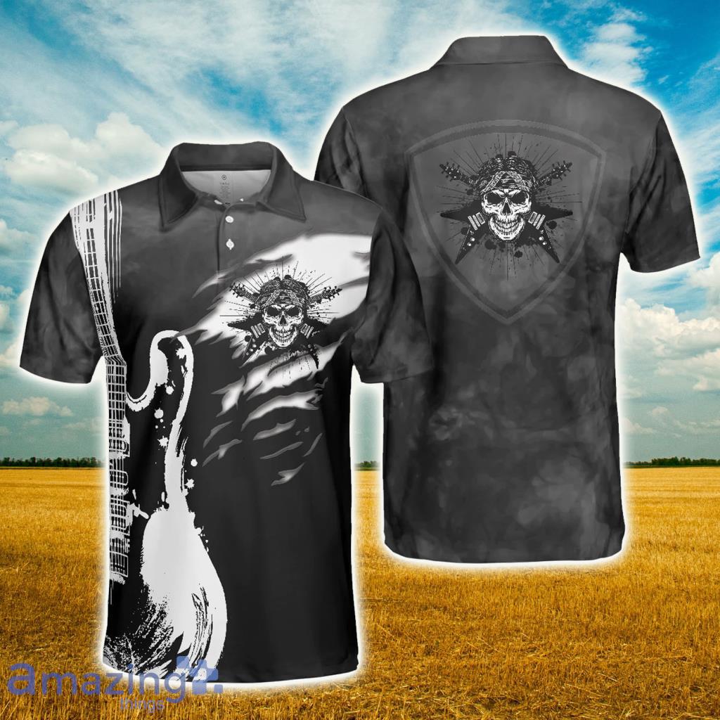 Guitar And Skull Polo Shirt - Guitar And Skull Polo Shirt