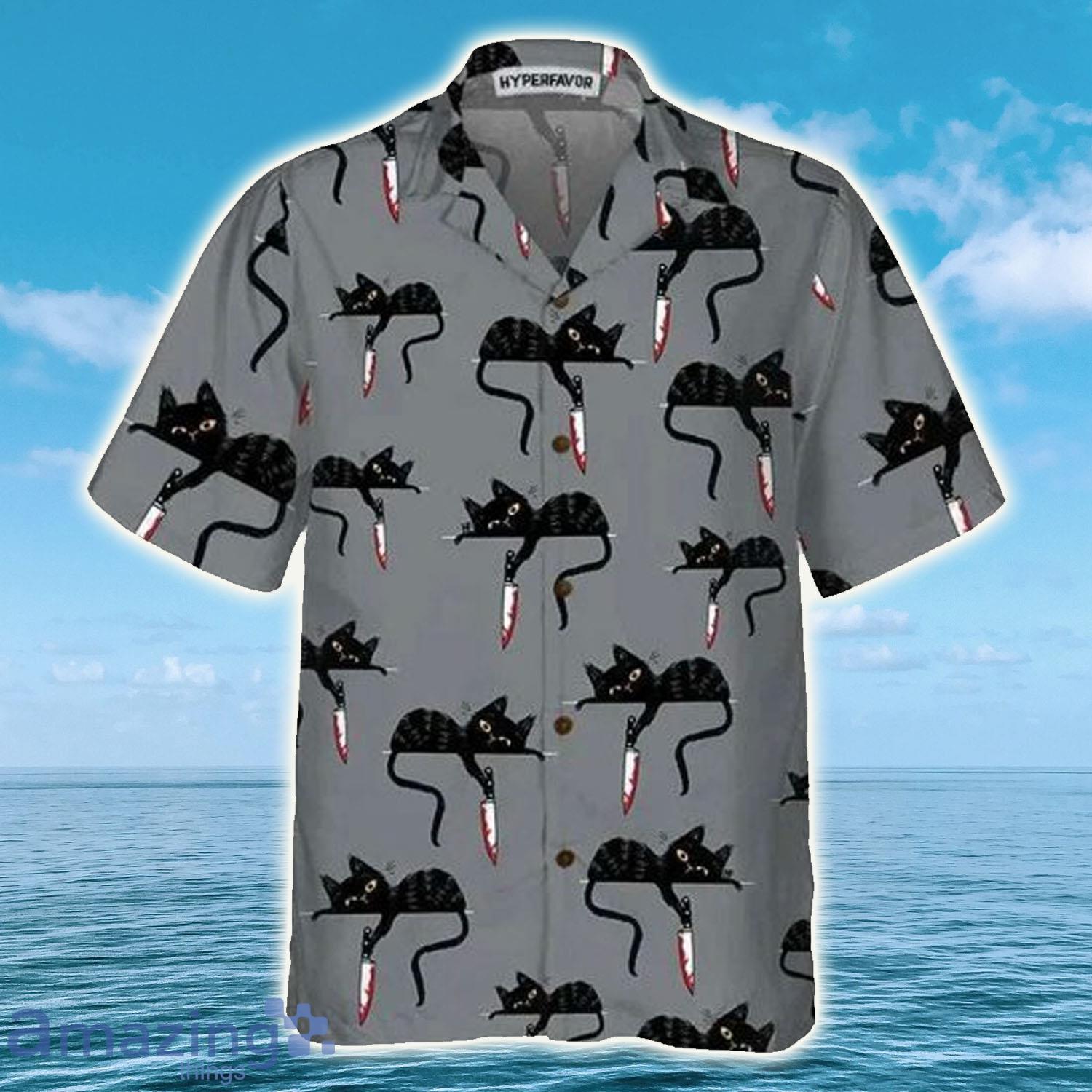 Happy Halloween Black Cat With Knife, Cat Hawaiian Shirt - Happy Halloween Black Cat With Knife, Cat Hawaiian Shirt Happy Halloween Black Cat With Knife, Cat Hawaiian Shirt - Happy Halloween Black Cat With Knife, Cat Hawaiian Shirt