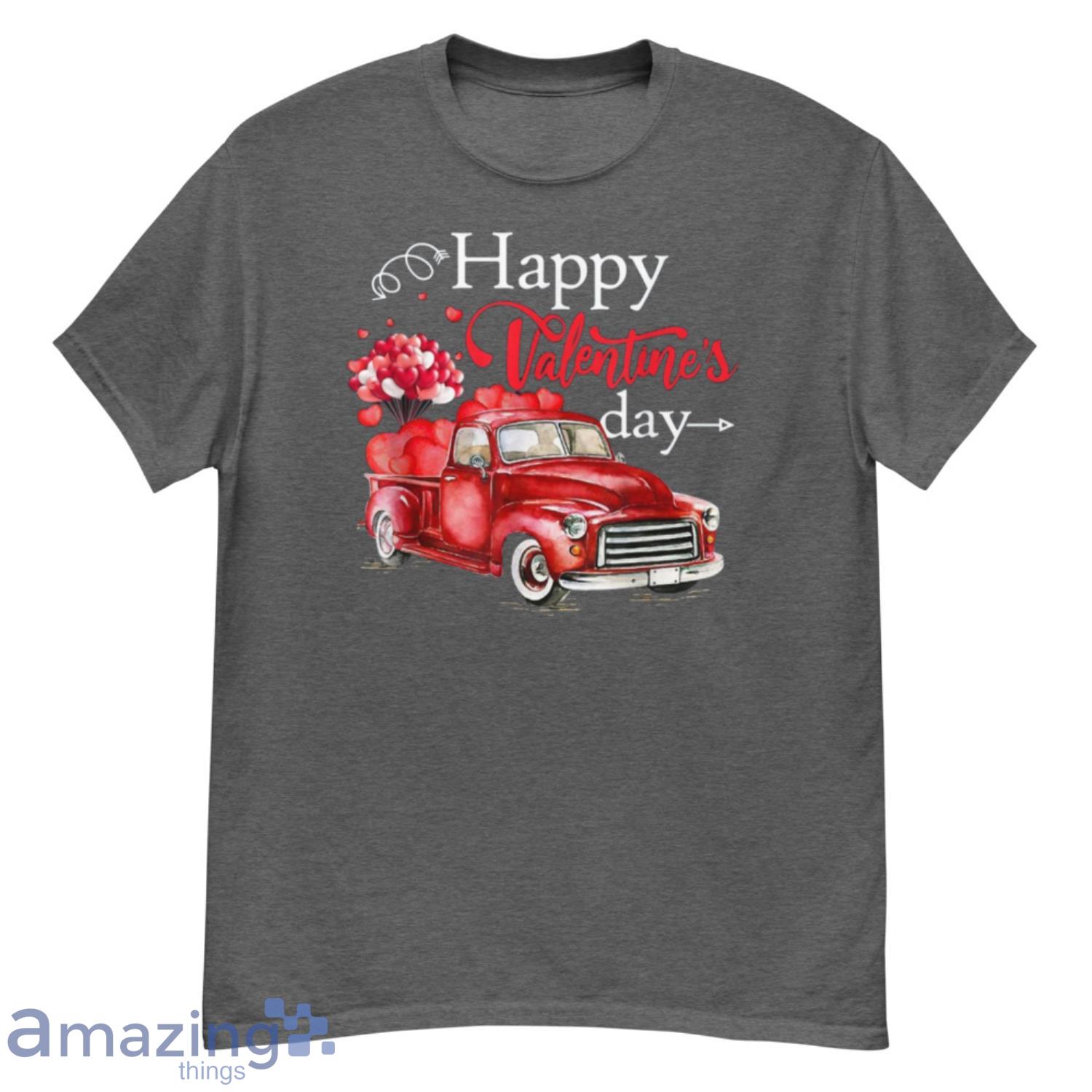 Happy Valentines Day Truck Carrying Love Of Cat Heart Gift T-shirt Product Photo 1