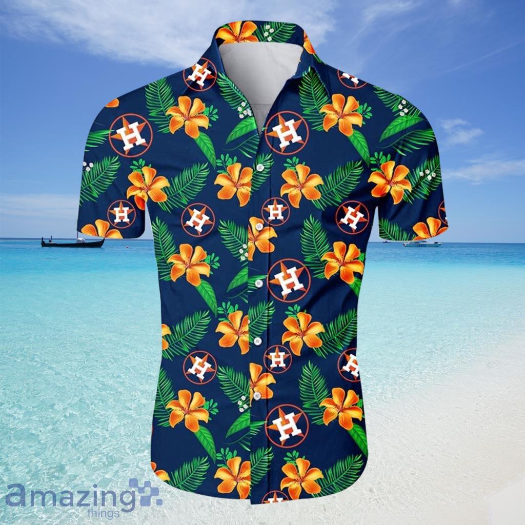 Houston Astros  MLB Hawaiian Shirt Tropical Flower For Fans - Houston Astros  MLB Hawaiian Shirt Tropical Flower For Fans