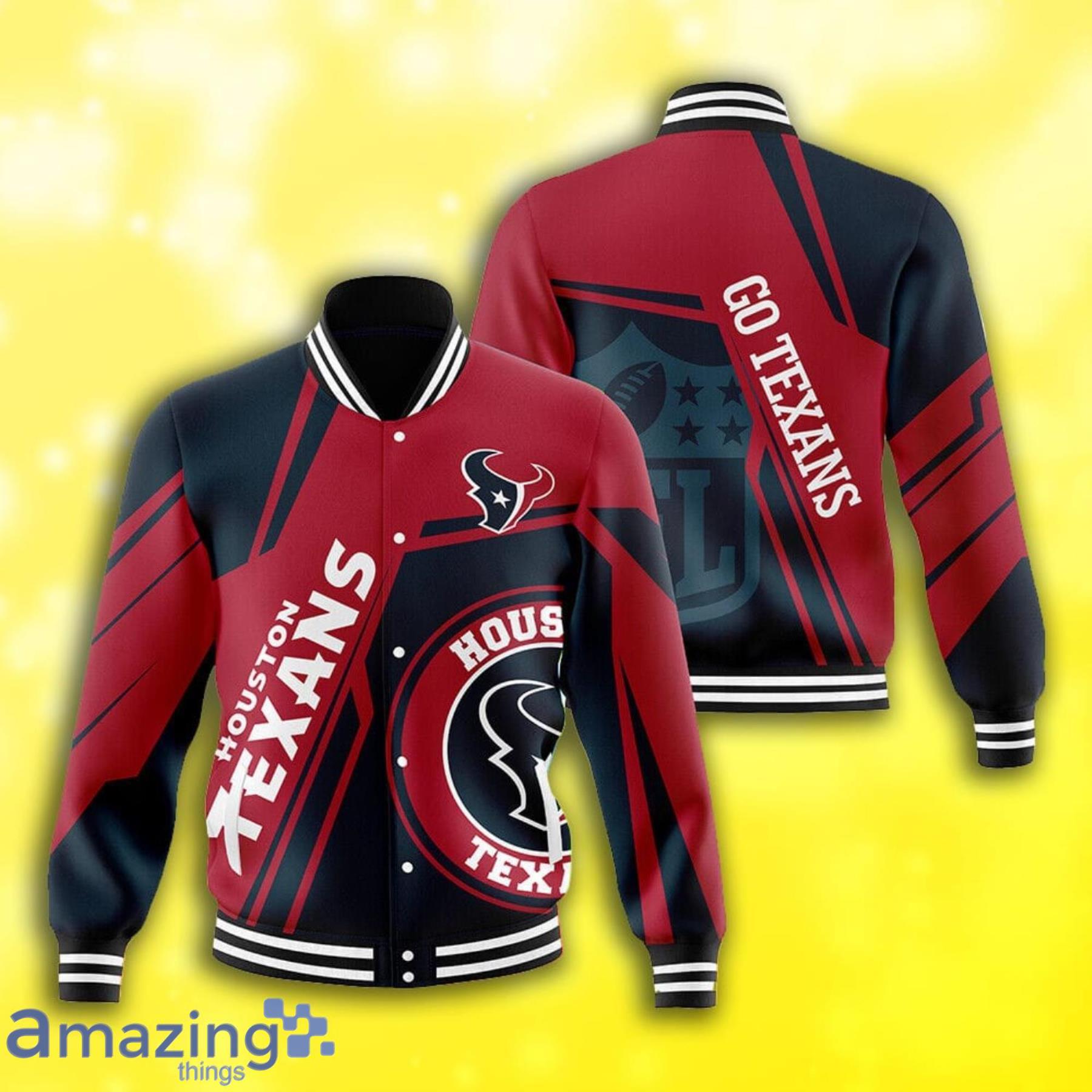 Houston Texan Football Team Symbol All Over Print Baseball Jacket Product Photo 1 Houston Texan Football Team Symbol All Over Print Baseball Jacket Product Photo 1